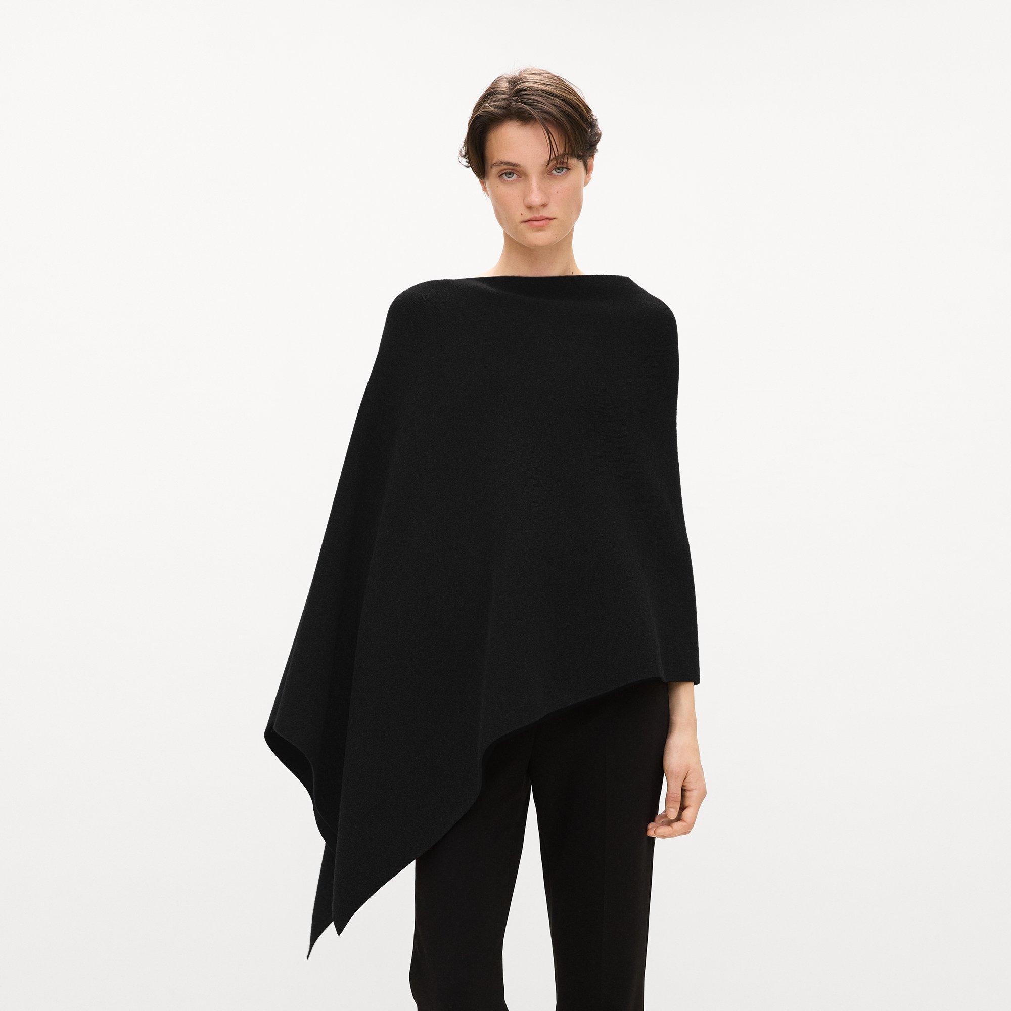 Draped Poncho in Felted Wool-Cashmere
