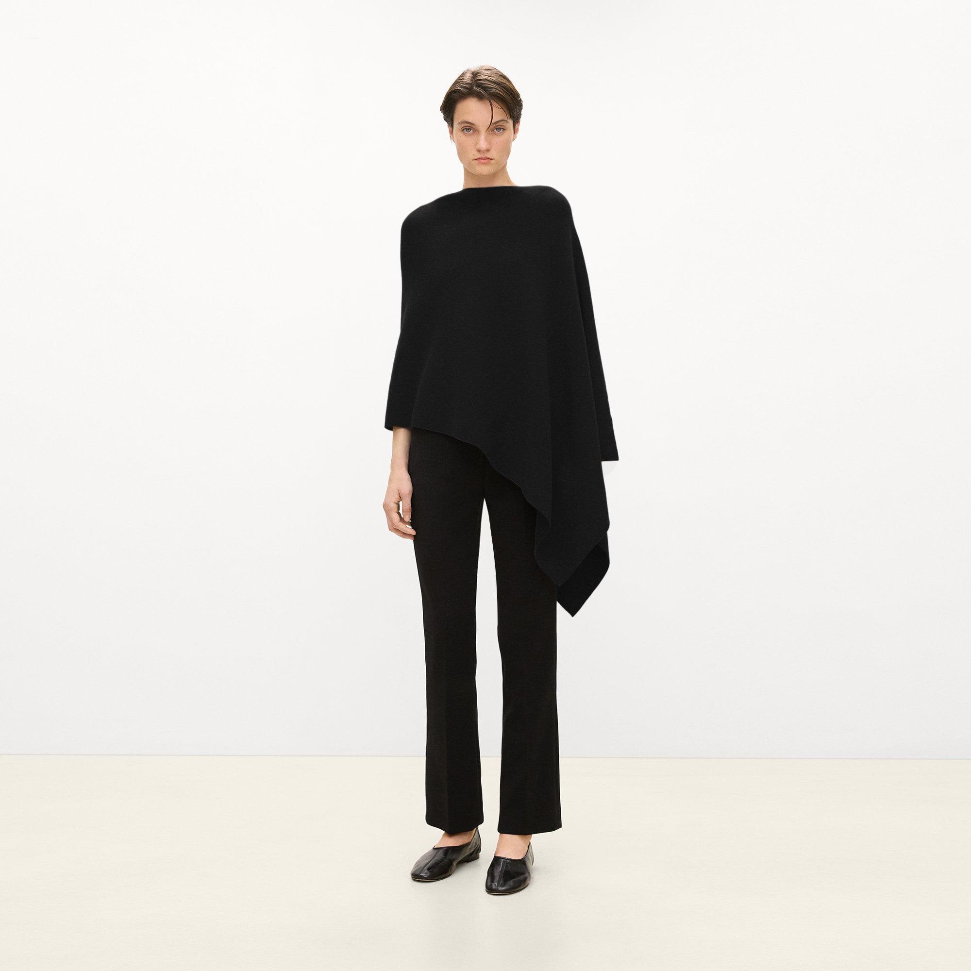 Draped Poncho in Felted Wool-Cashmere