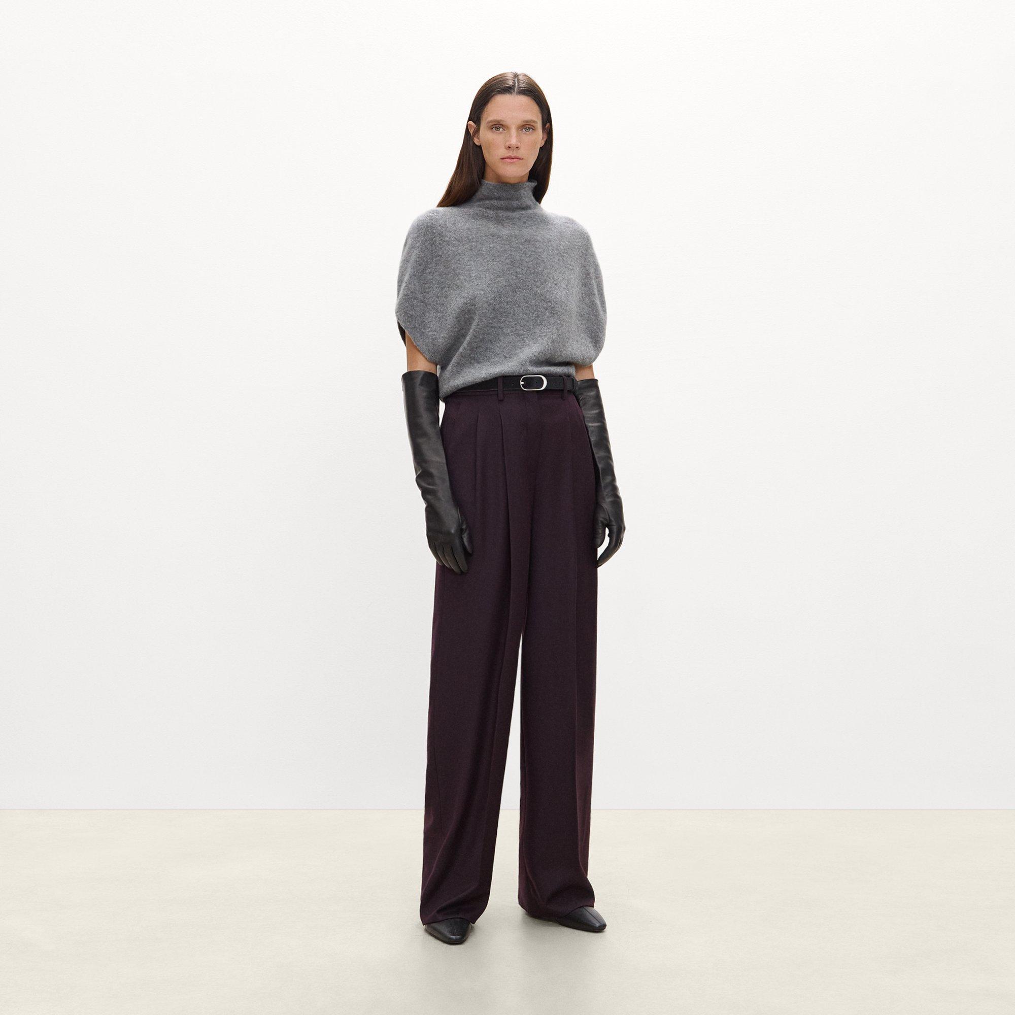 Cap-Sleeve Turtleneck Sweater in Astor Wool