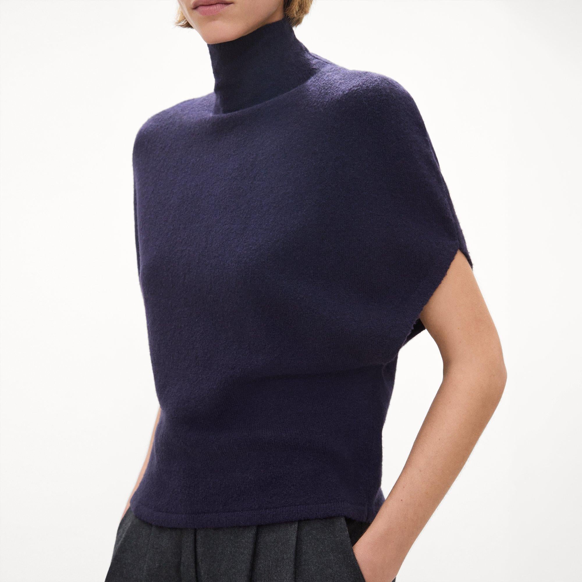 Cap-Sleeve Turtleneck Sweater in Astor Wool