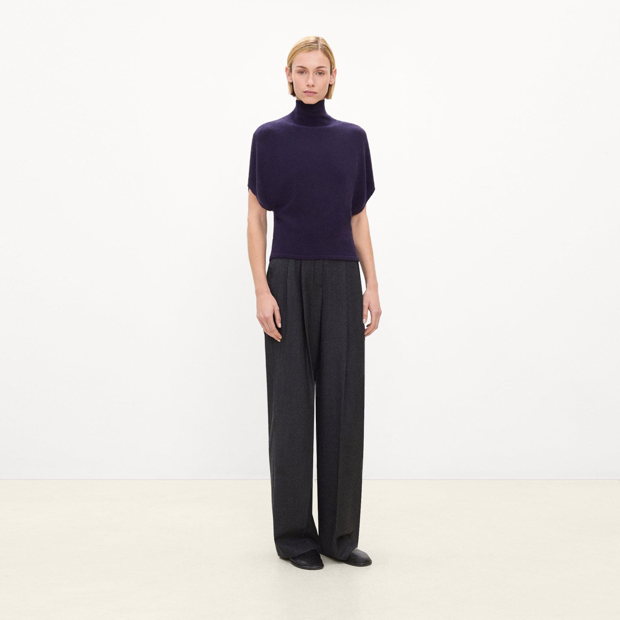 Cap-Sleeve Turtleneck Sweater in Astor Wool