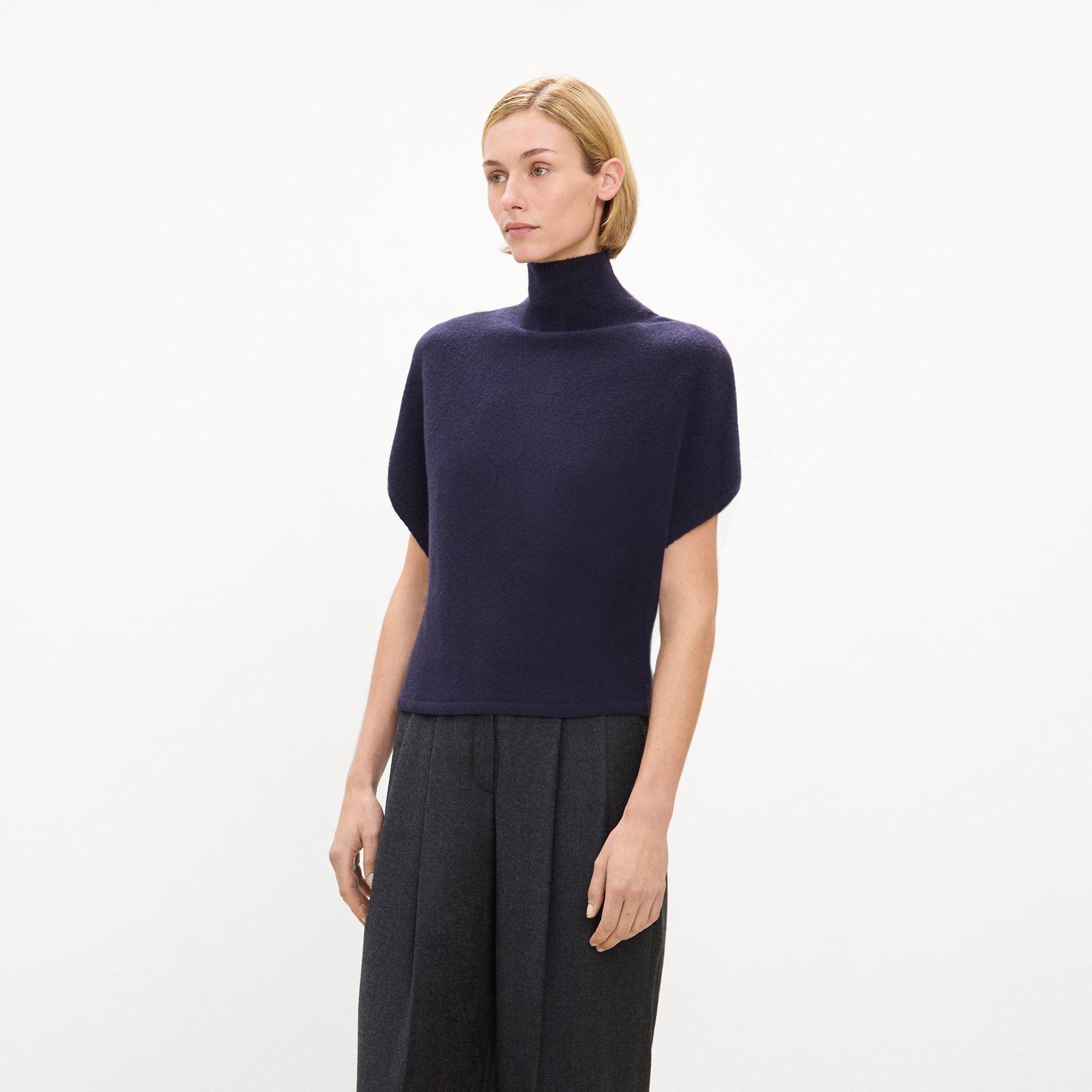 Cap-Sleeve Turtleneck Sweater in Astor Wool