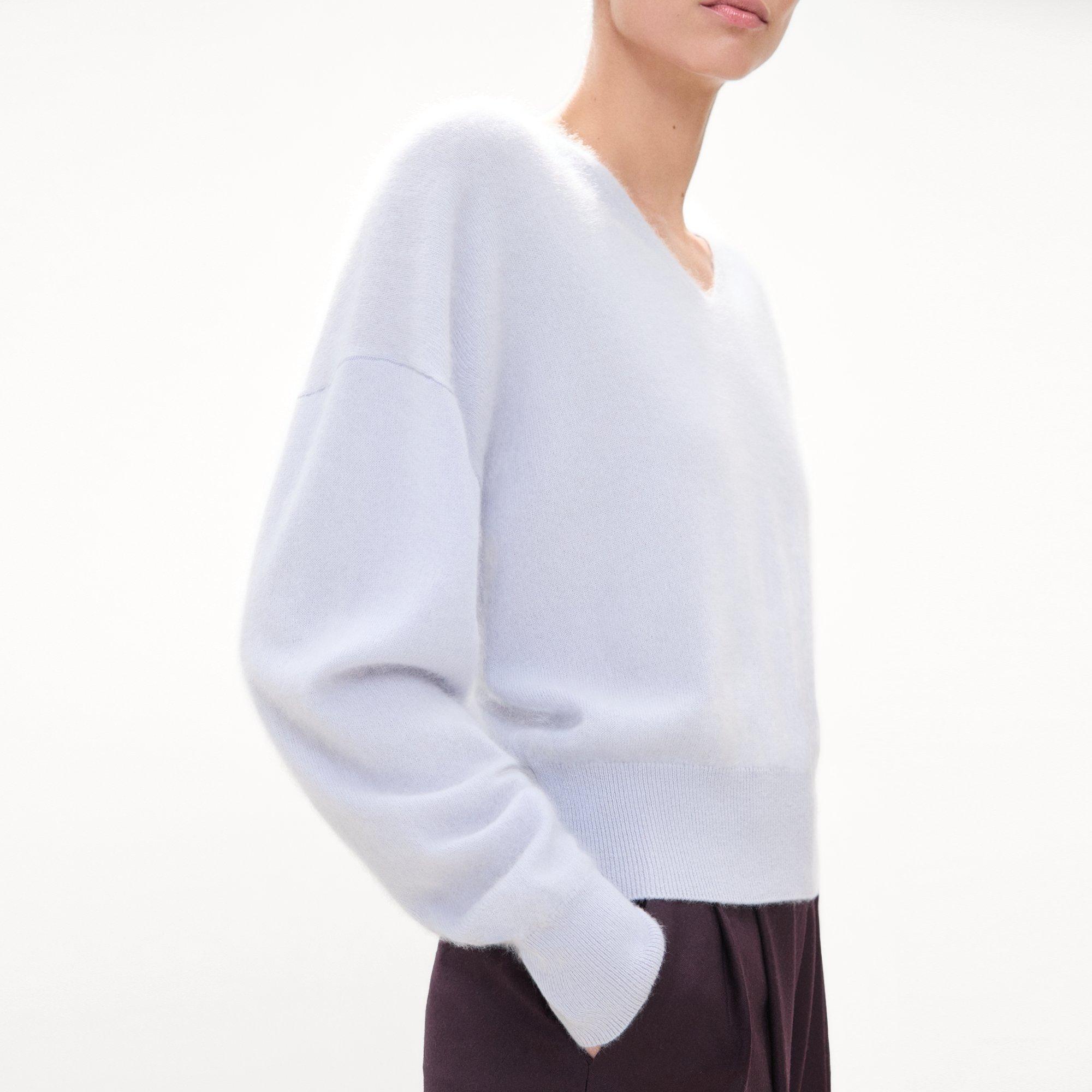 Relaxed V-Neck Sweater in Brushed Cashmere