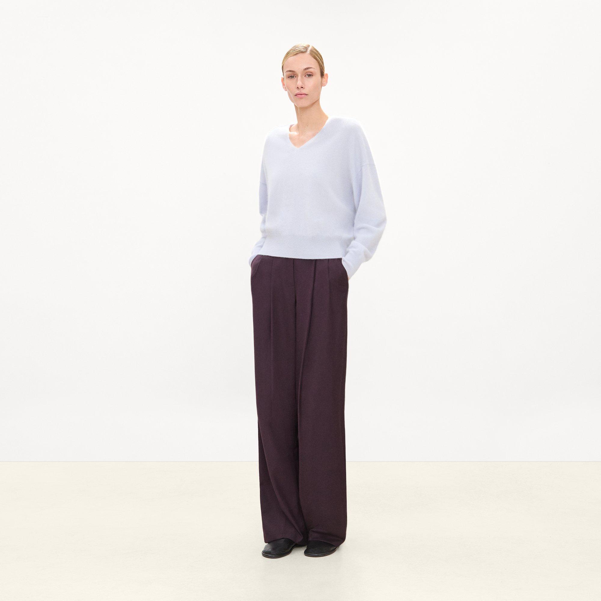 Relaxed V-Neck Sweater in Brushed Cashmere