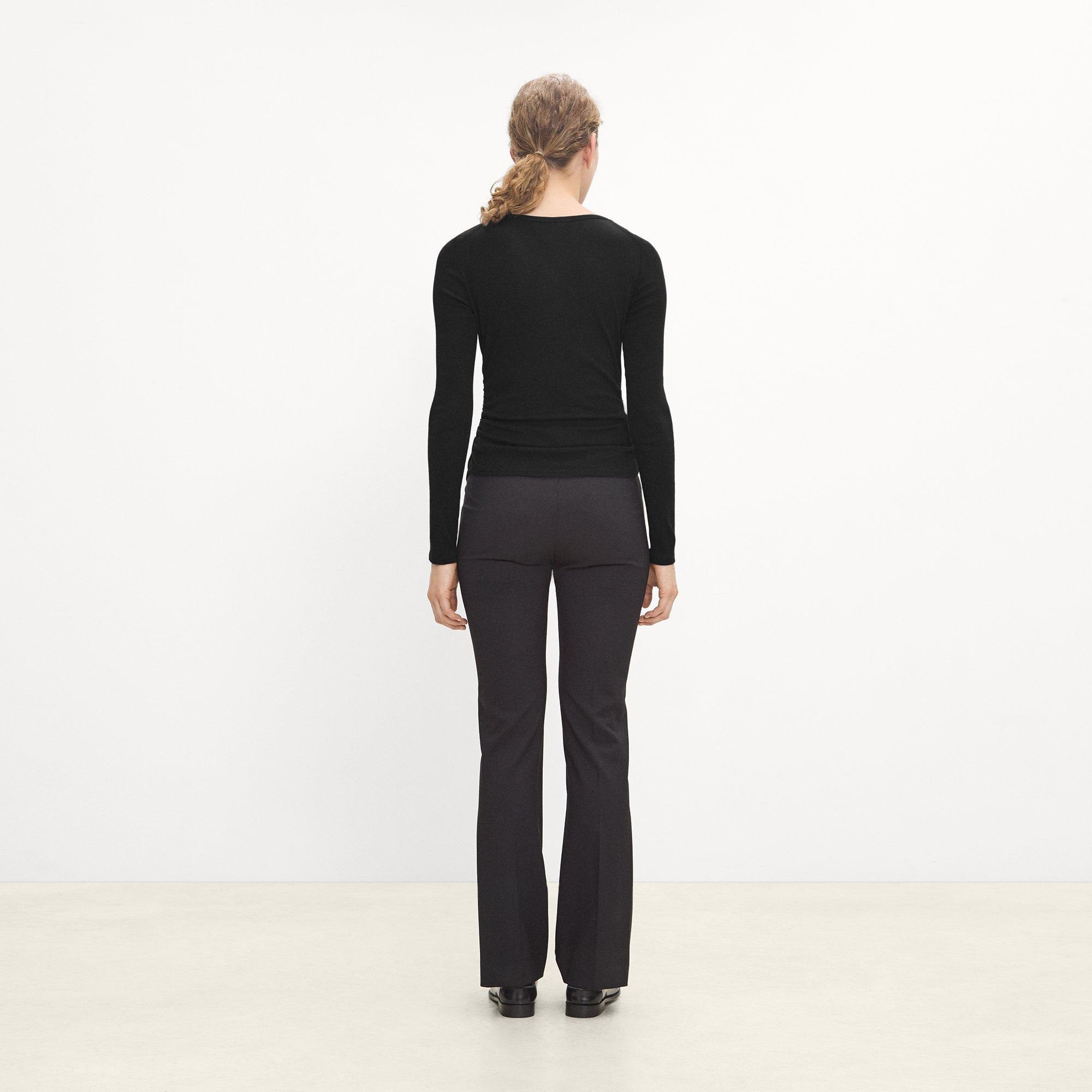 Ruched Long-Sleeve Tee in Soft Rib
