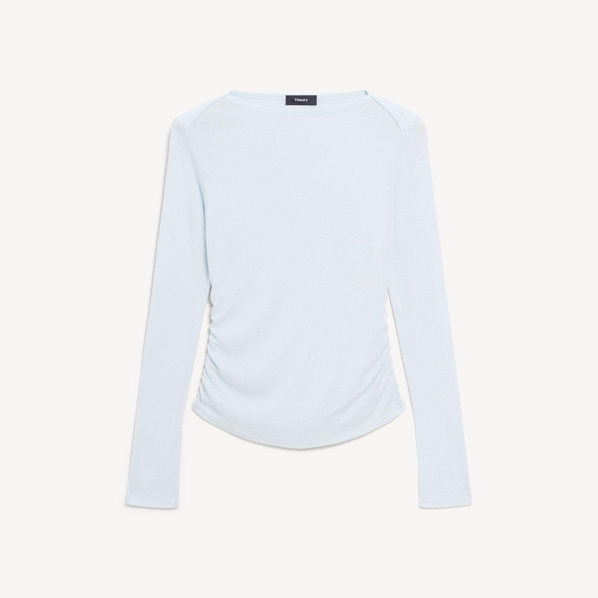 Ruched Long-Sleeve Tee in Soft Rib