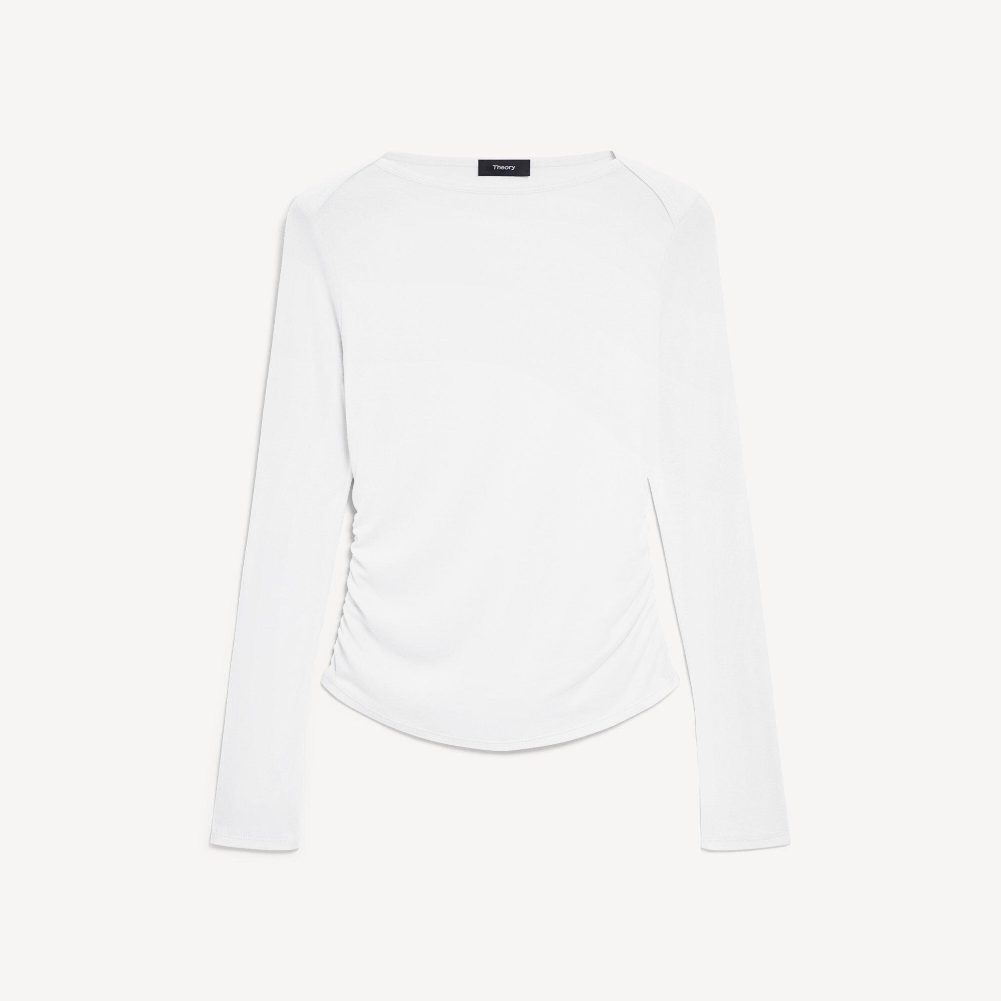 Ruched Long-Sleeve Tee in Soft Rib