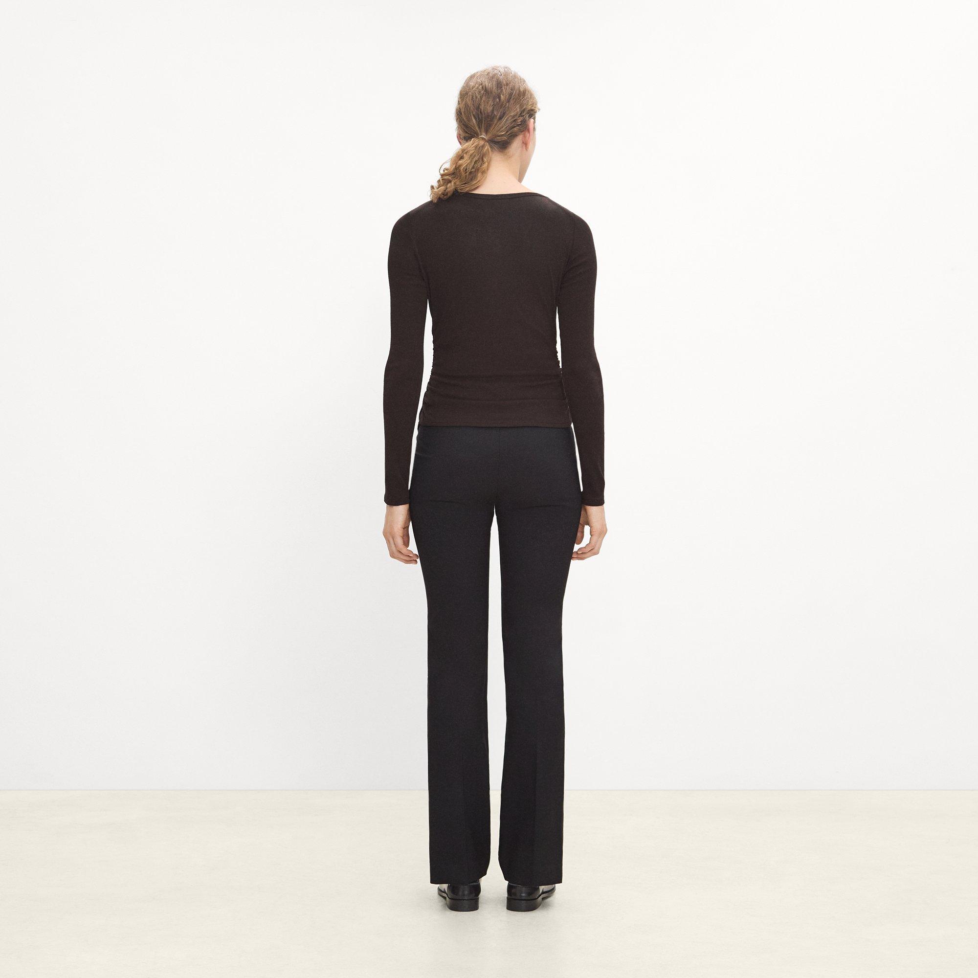 Ruched Long-Sleeve Tee in Soft Rib