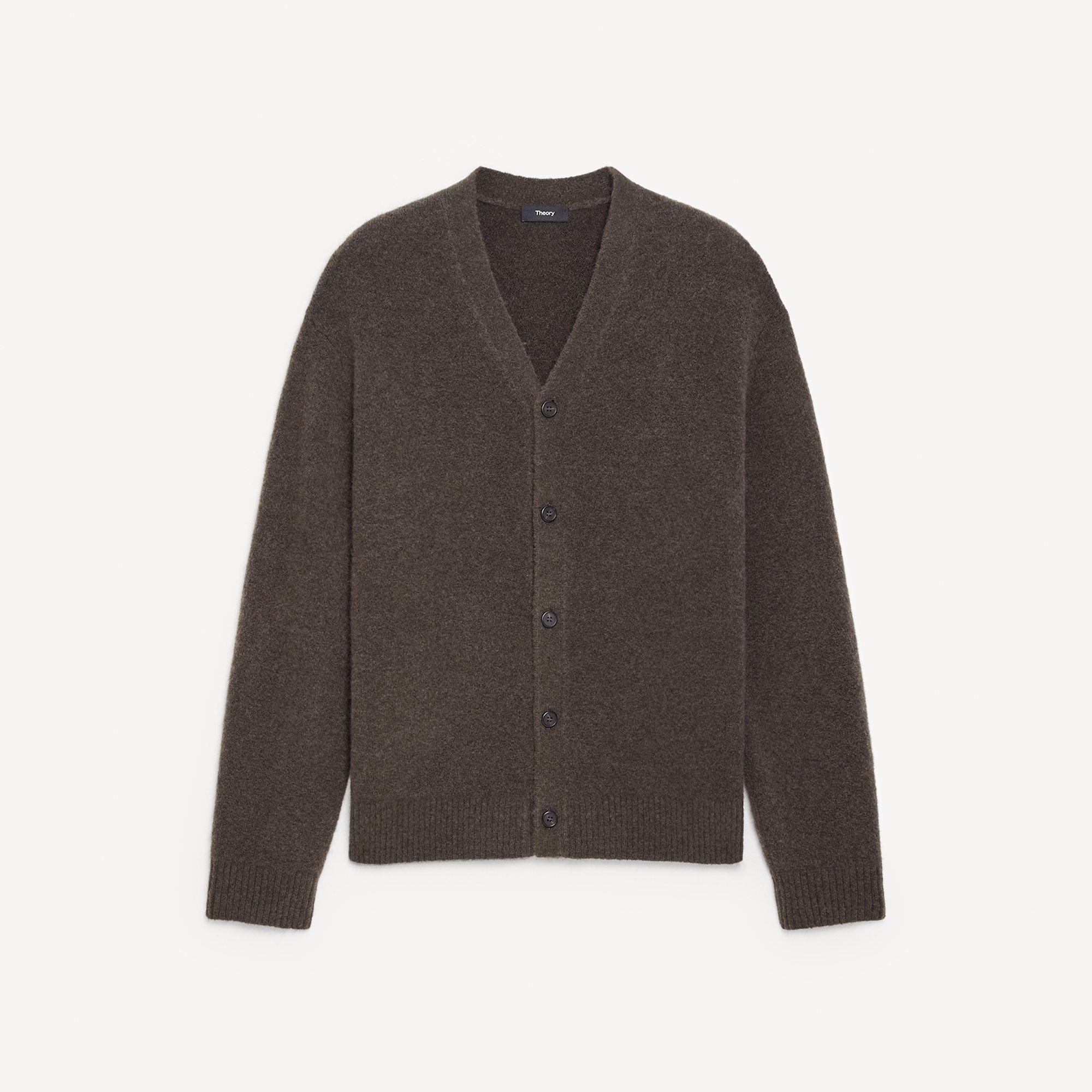 V-Neck Cardigan in Brushed Wool-Yak