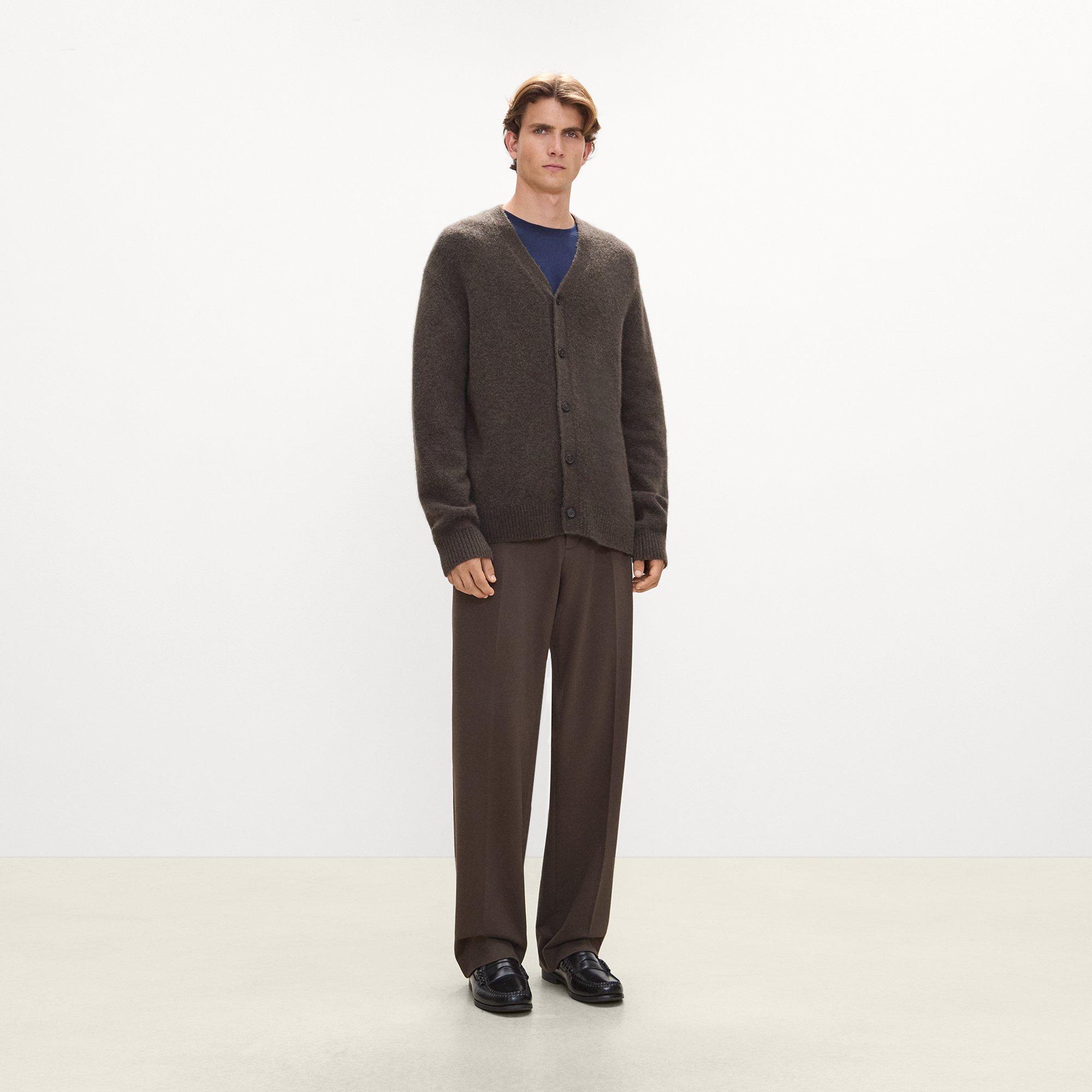 V-Neck Cardigan in Brushed Wool-Yak