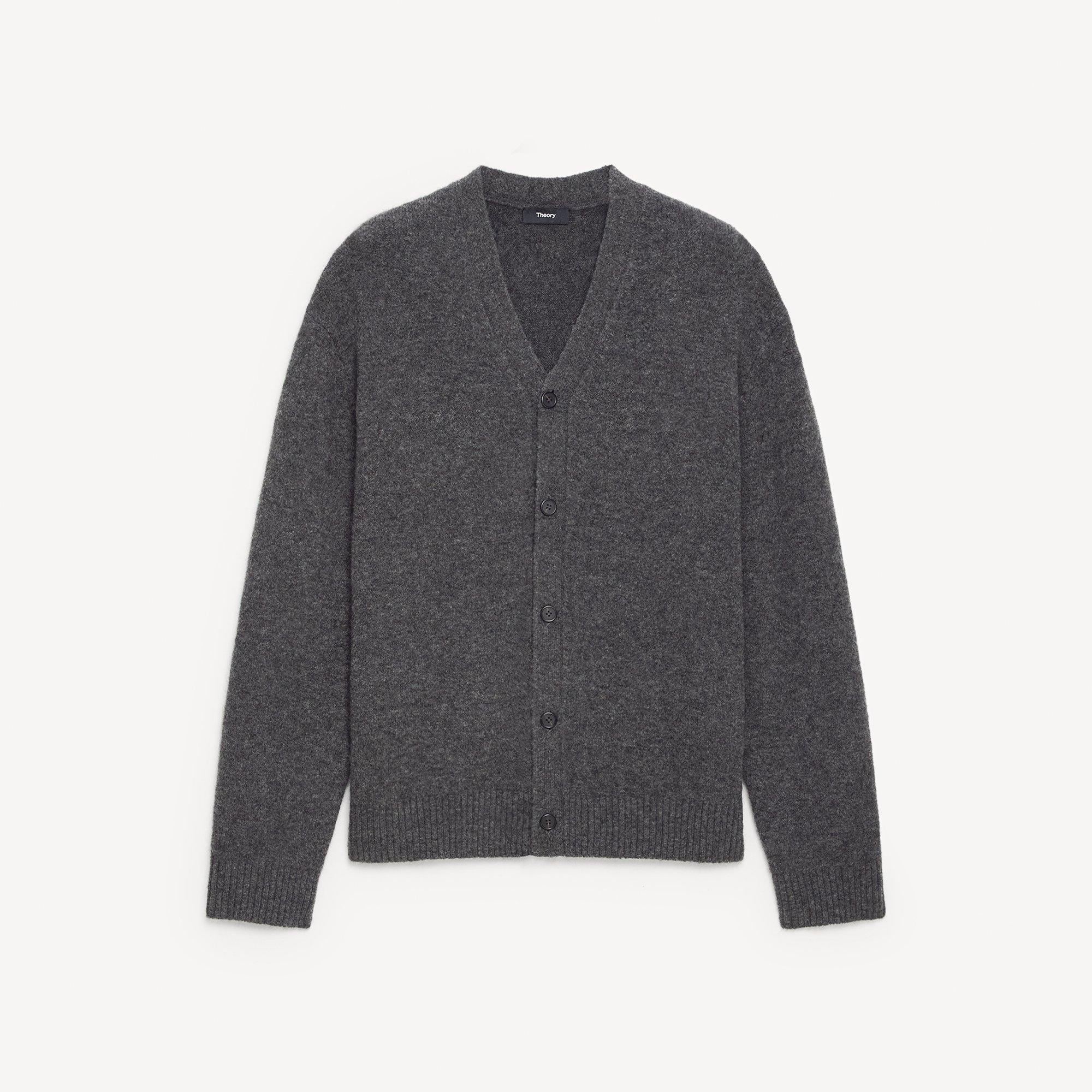 V-Neck Cardigan in Brushed Wool-Yak