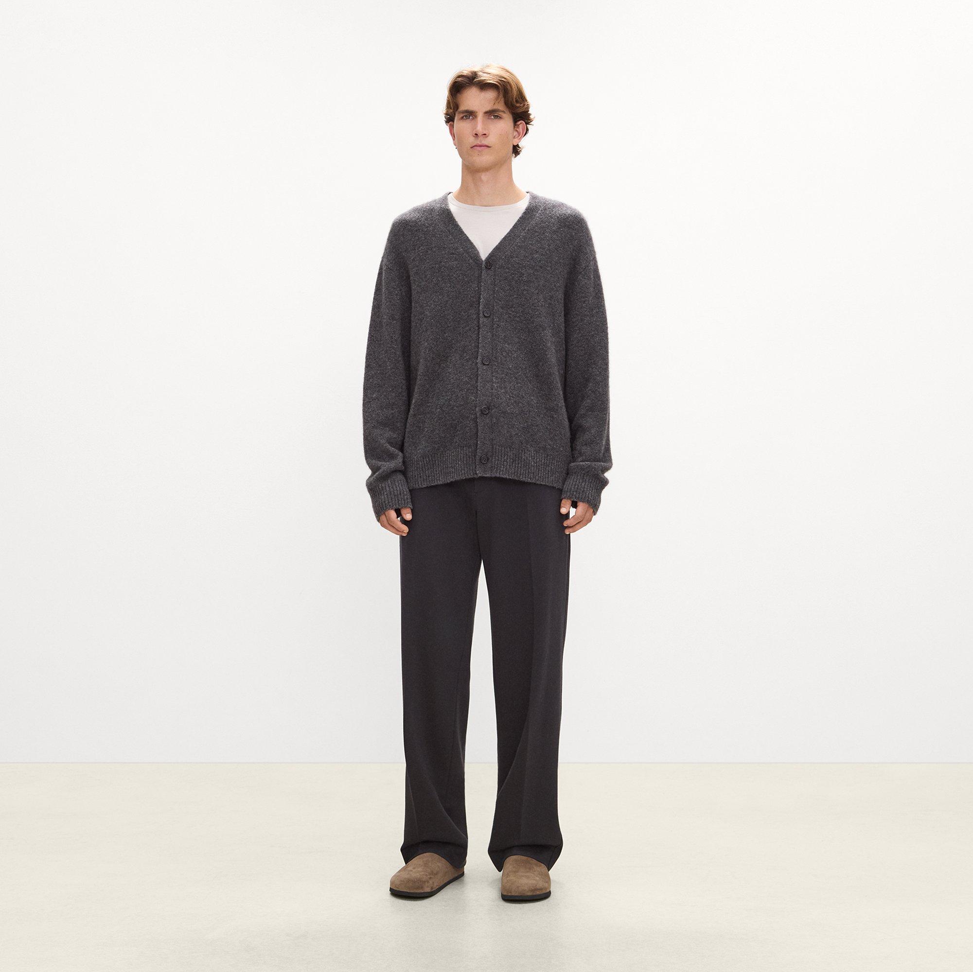 V-Neck Cardigan in Brushed Wool-Yak