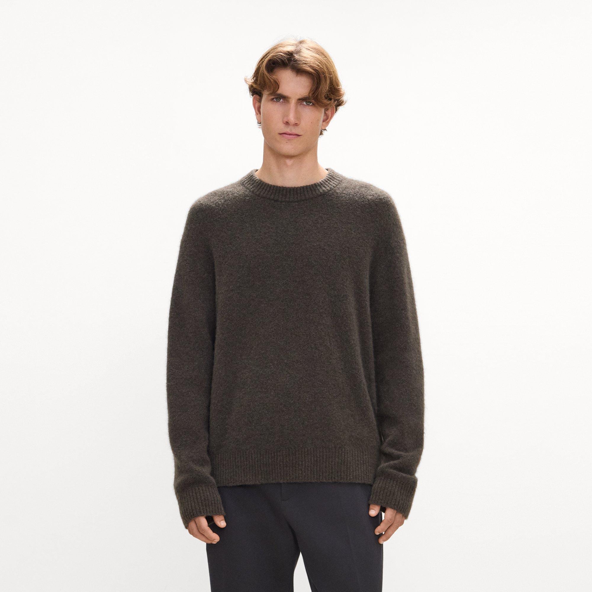 Crewneck Sweater in Brushed Wool-Yak