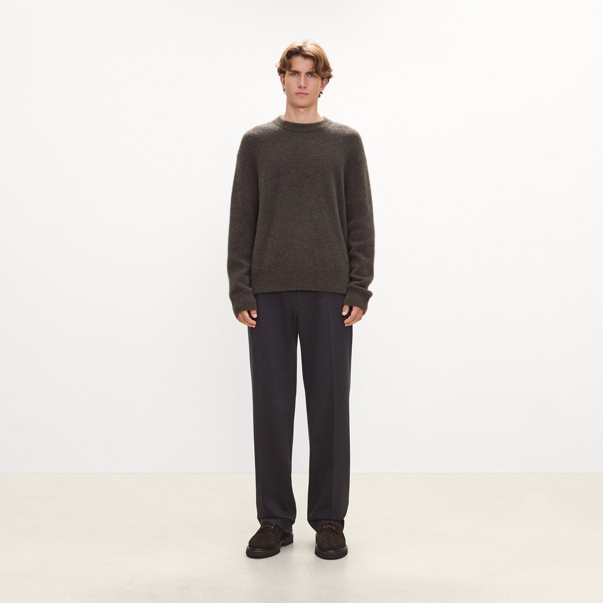 Crewneck Sweater in Brushed Wool-Yak