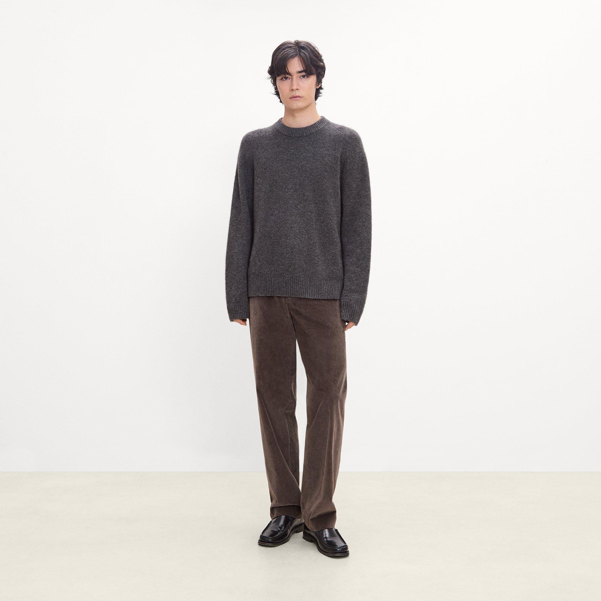 Crewneck Sweater in Brushed Wool-Yak