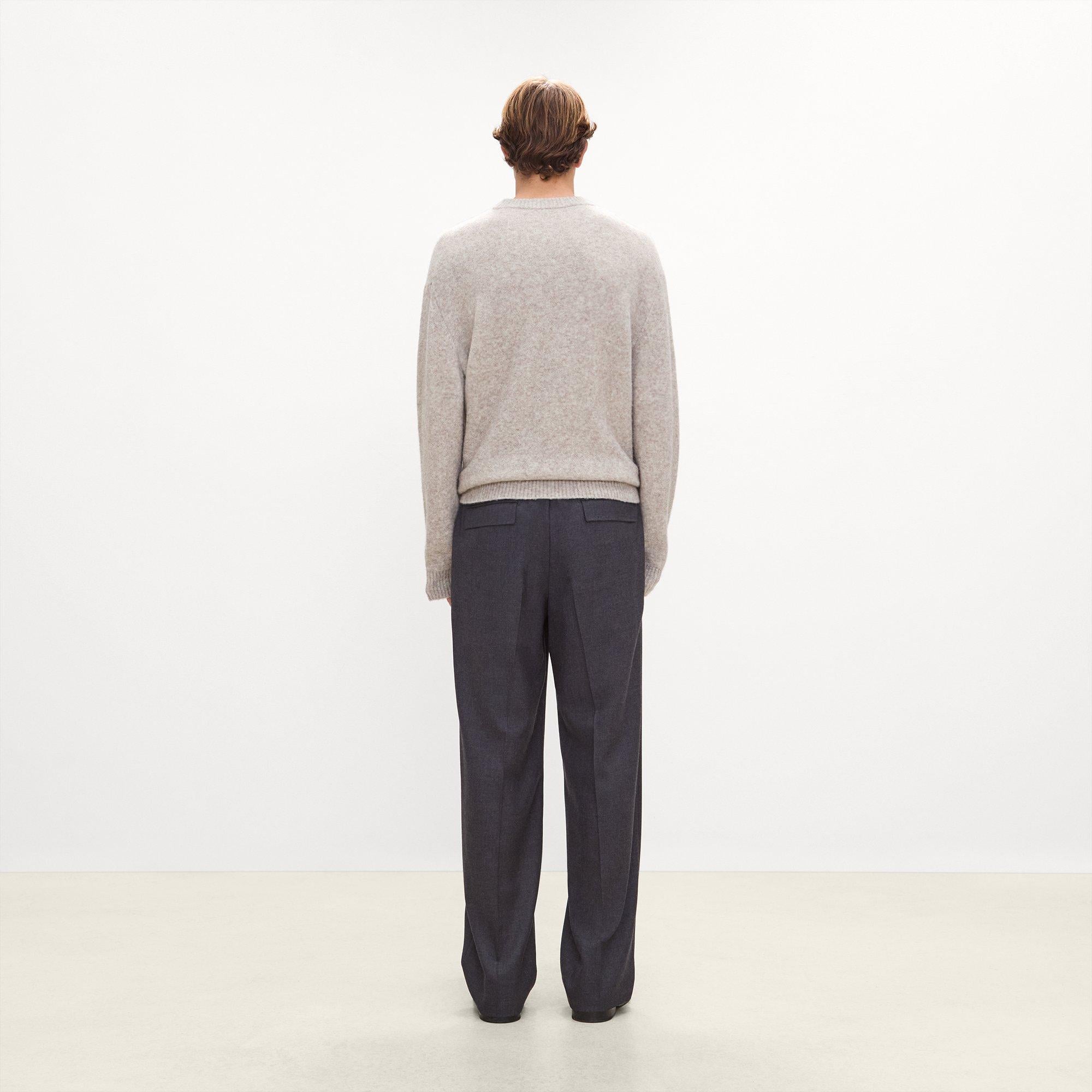 Crewneck Sweater in Brushed Wool-Yak