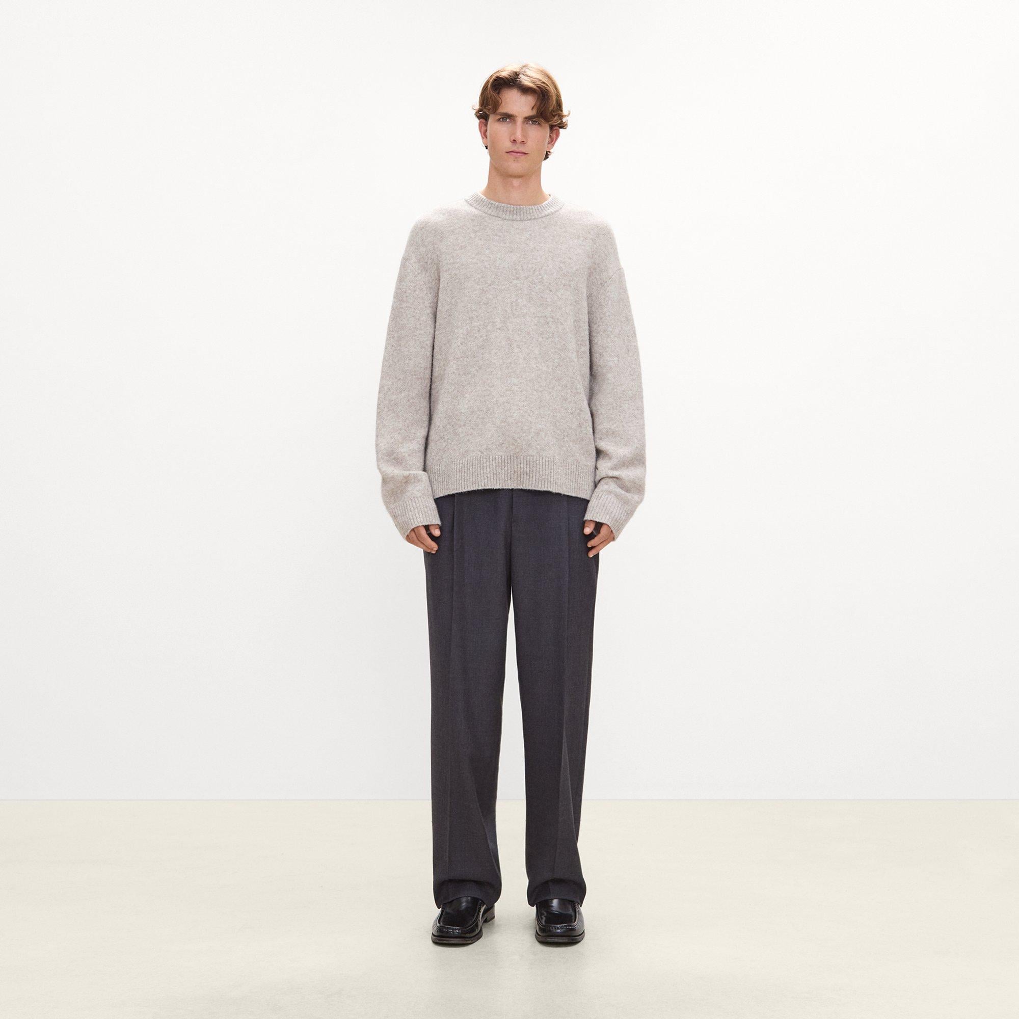 Crewneck Sweater in Brushed Wool-Yak