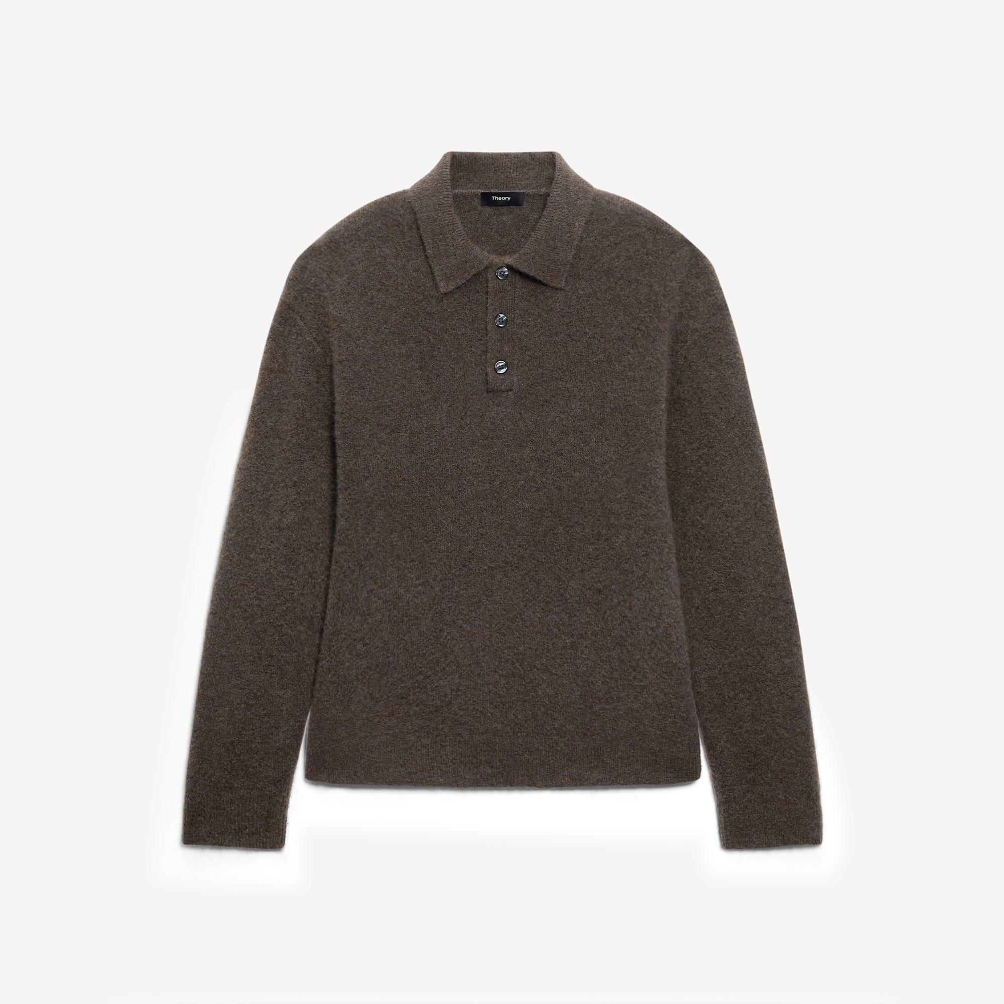 Relaxed Polo Sweater in Brushed Wool-Yak