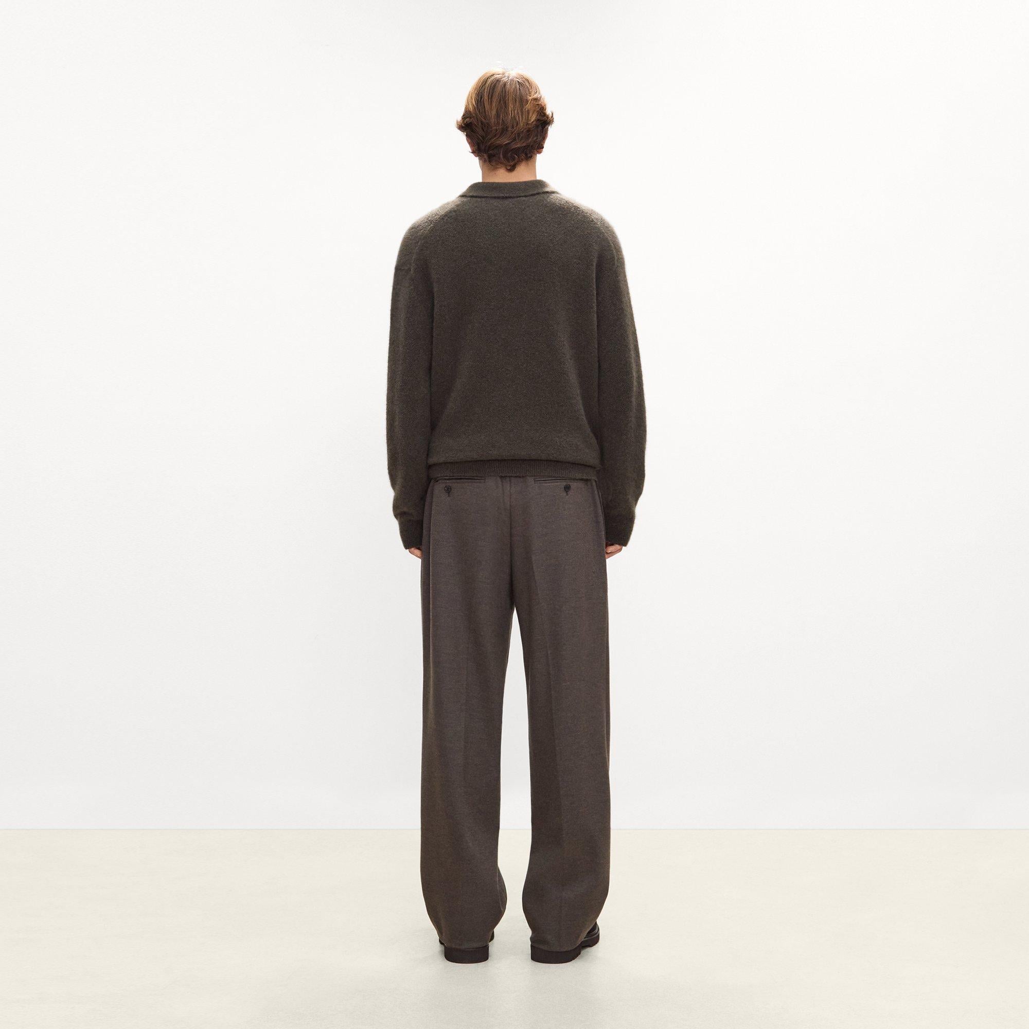 Relaxed Polo Sweater in Brushed Wool-Yak