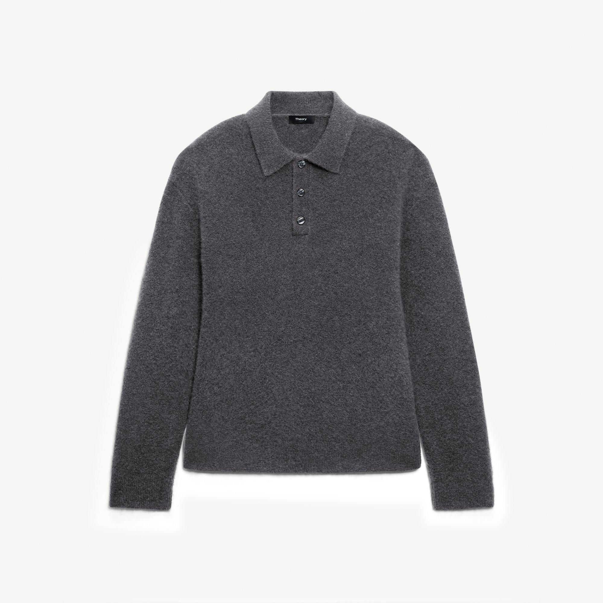 Relaxed Polo Sweater in Brushed Wool-Yak