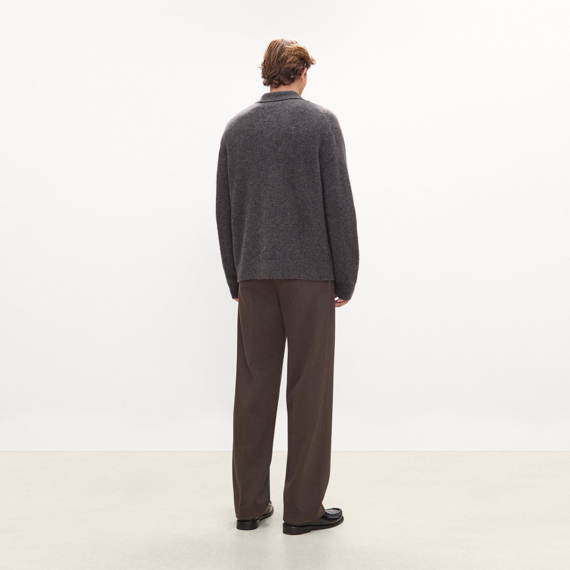 Relaxed Polo Sweater in Brushed Wool-Yak