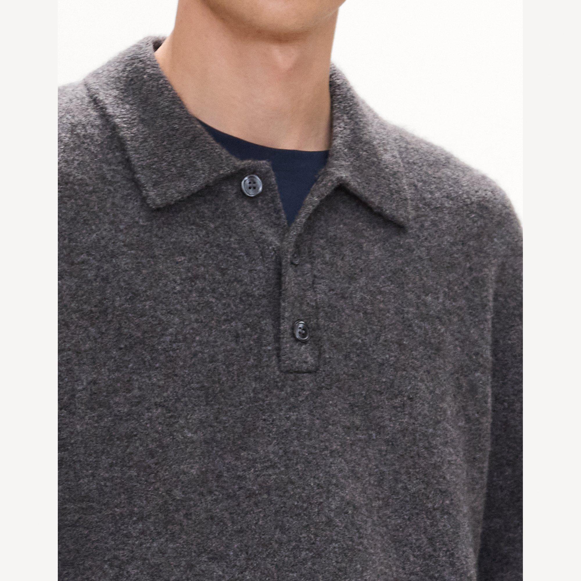 Relaxed Polo Sweater in Brushed Wool-Yak