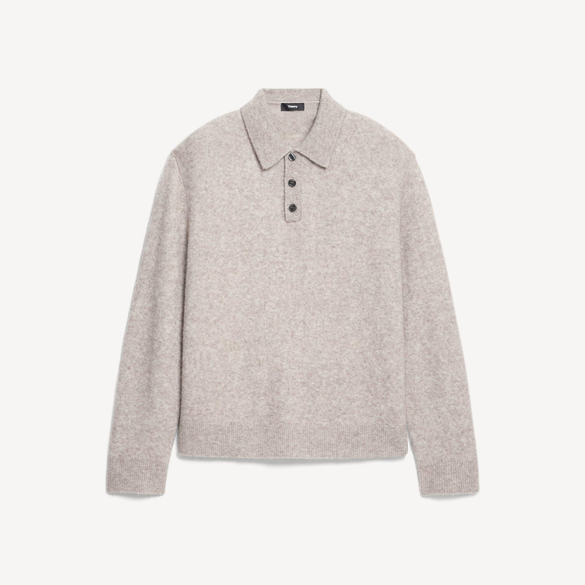 Relaxed Polo Sweater in Brushed Wool-Yak