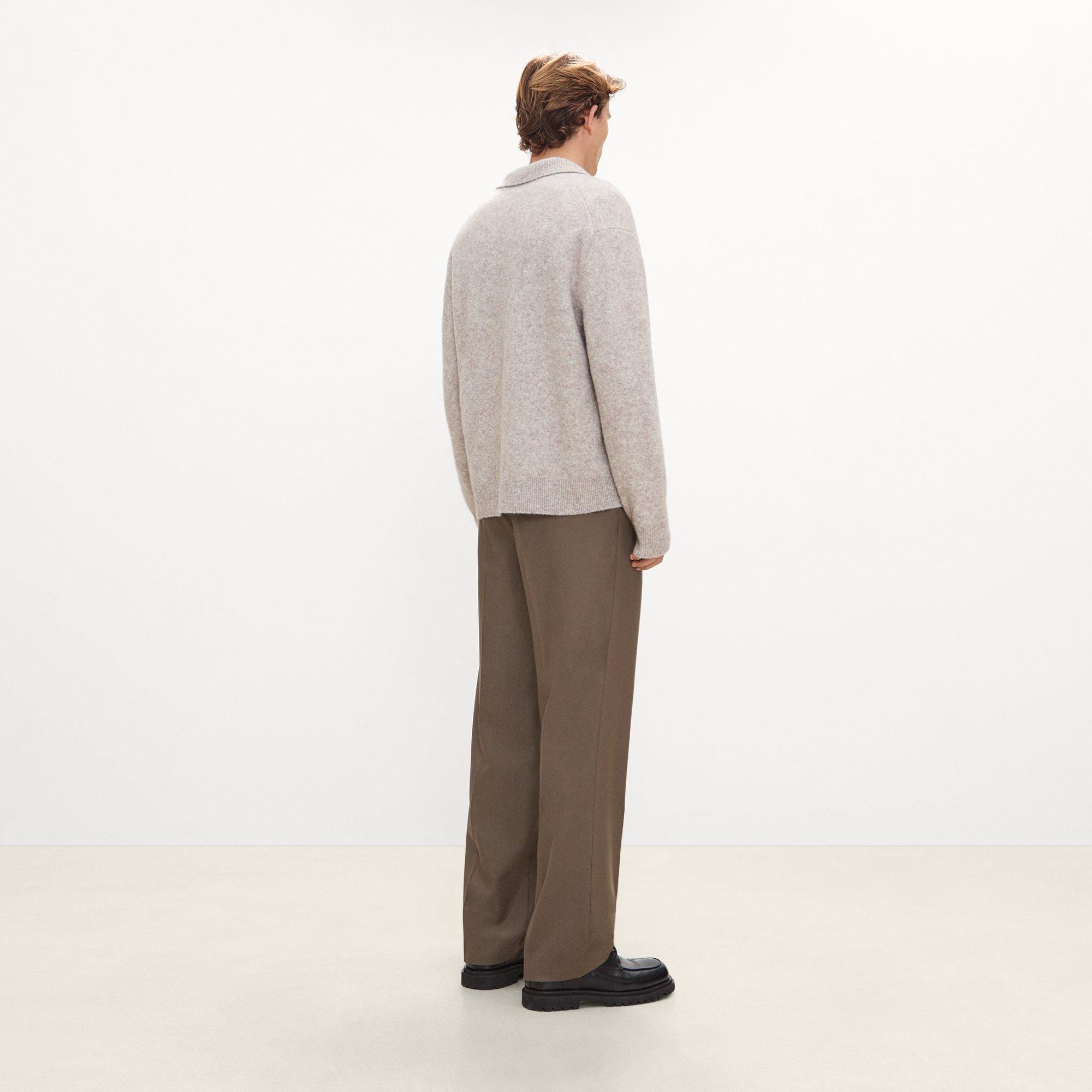 Relaxed Polo Sweater in Brushed Wool-Yak