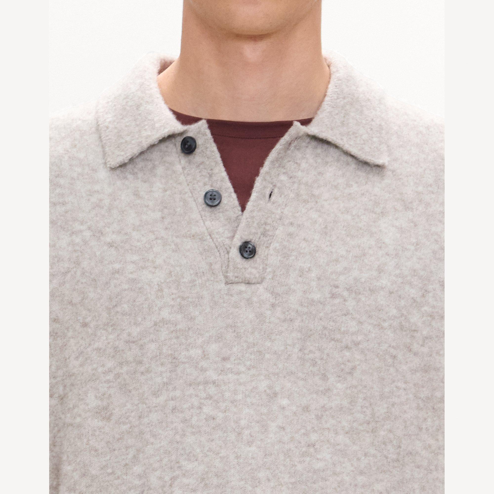 Relaxed Polo Sweater in Brushed Wool-Yak