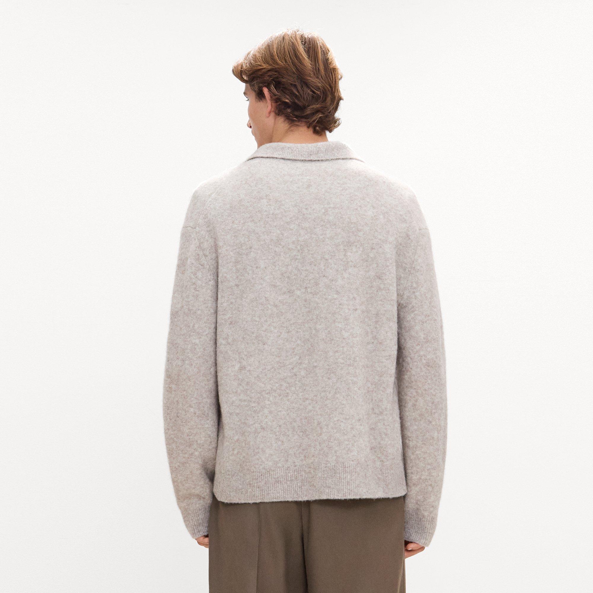Relaxed Polo Sweater in Brushed Wool-Yak