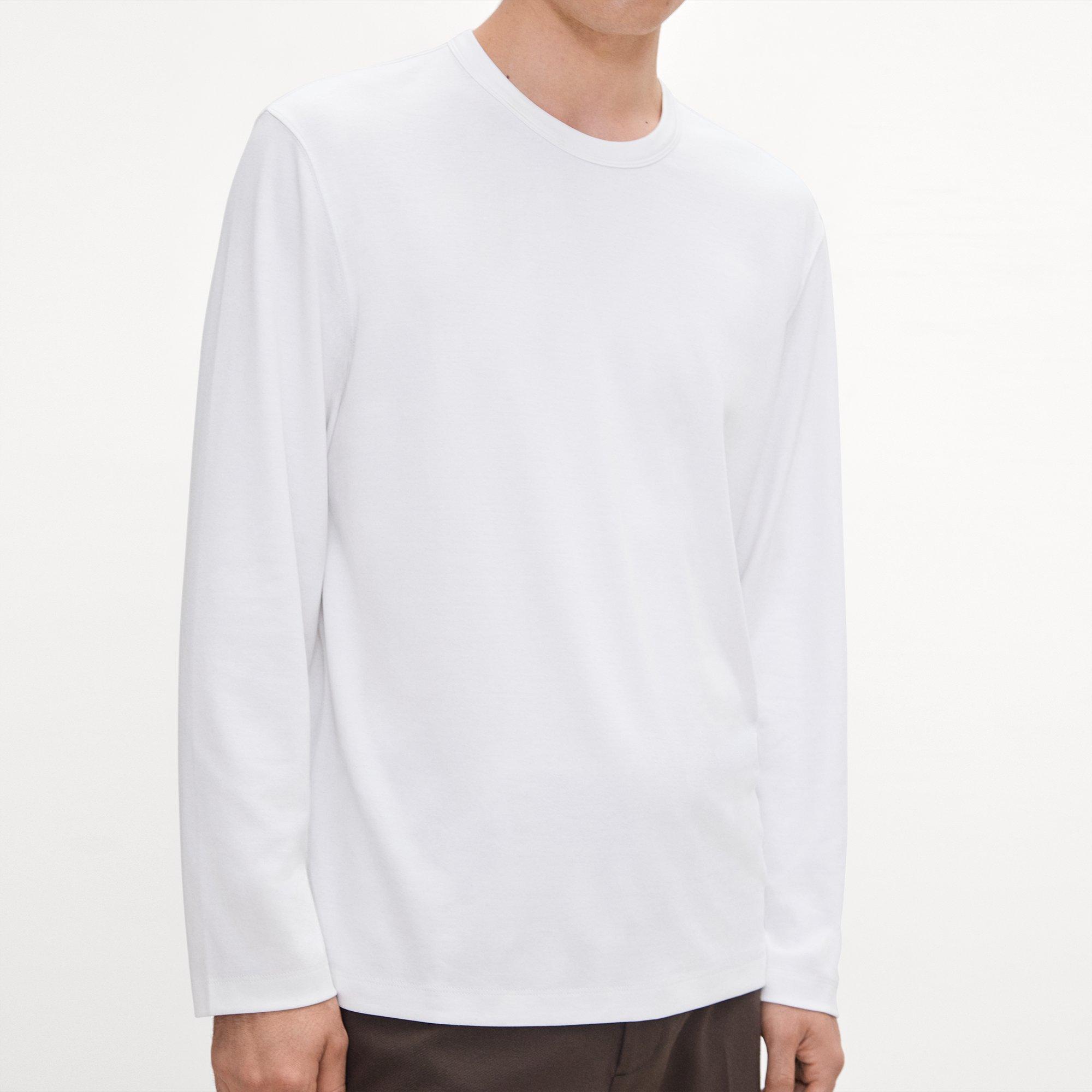 Crewneck Long-Sleeve Tee in Cotton-Blend Knit