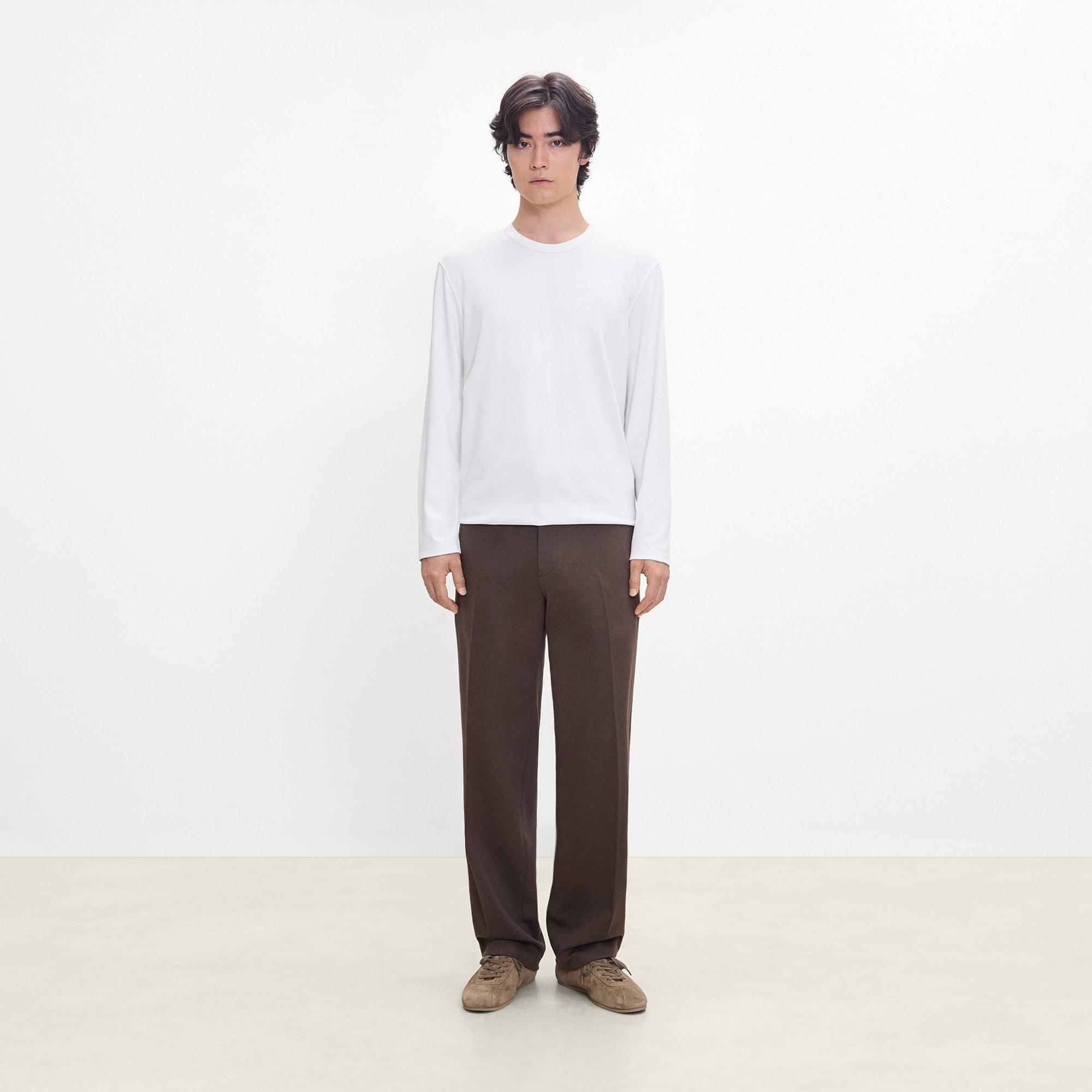 Crewneck Long-Sleeve Tee in Cotton-Blend Knit