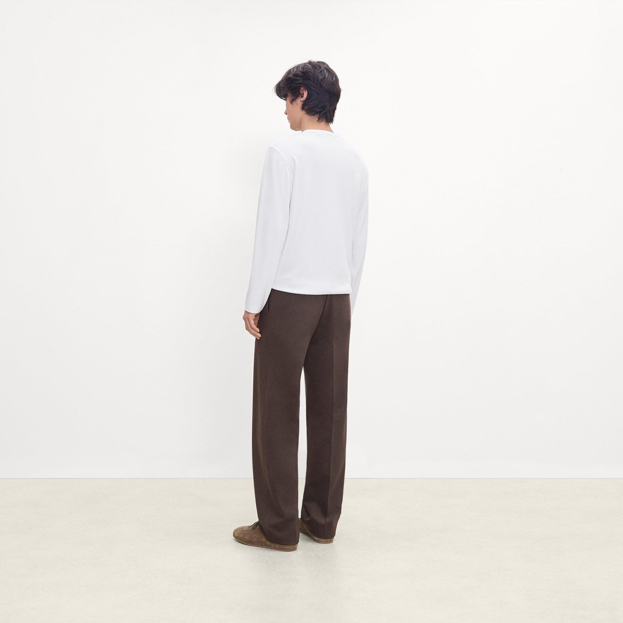 Crewneck Long-Sleeve Tee in Cotton-Blend Knit