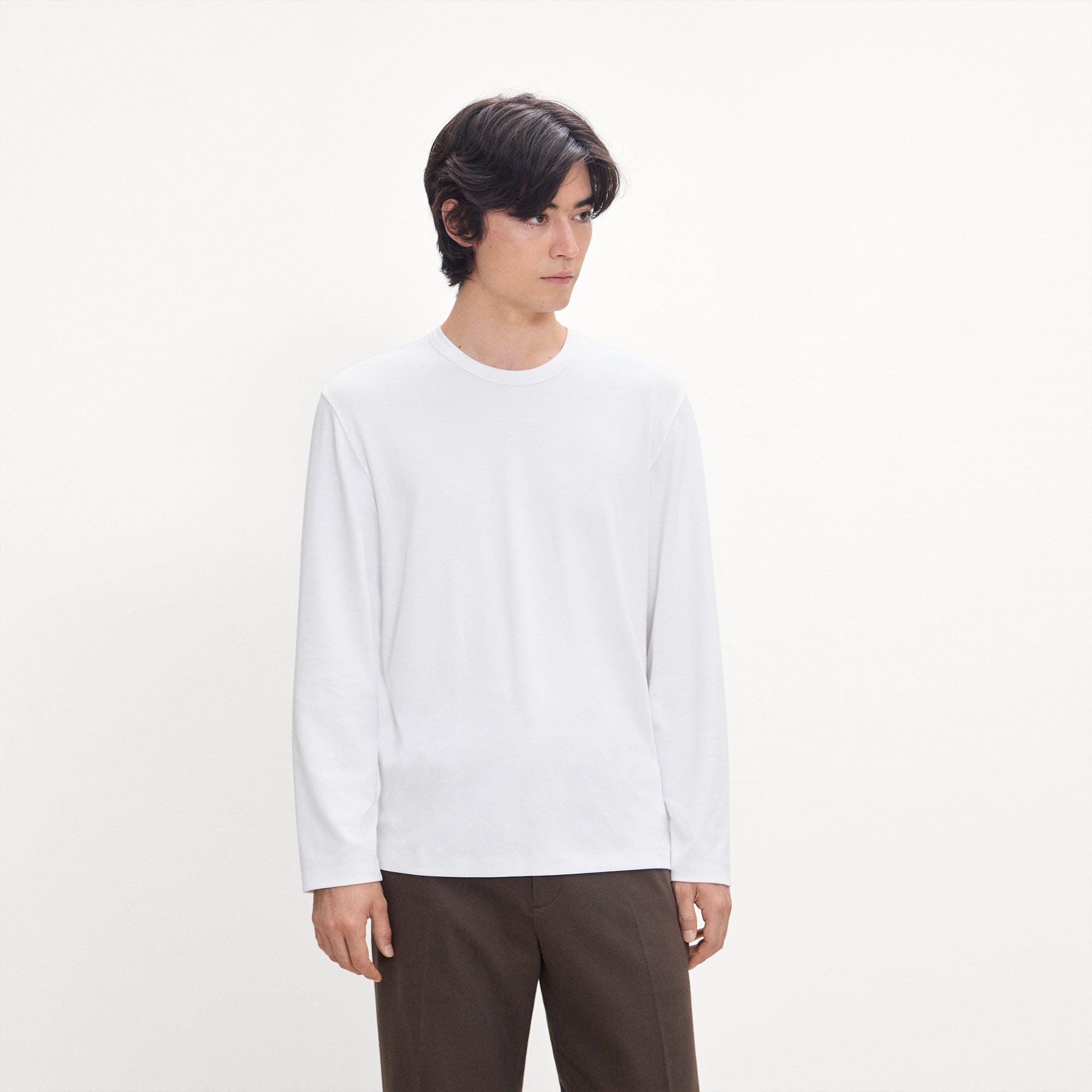 Crewneck Long-Sleeve Tee in Cotton-Blend Knit