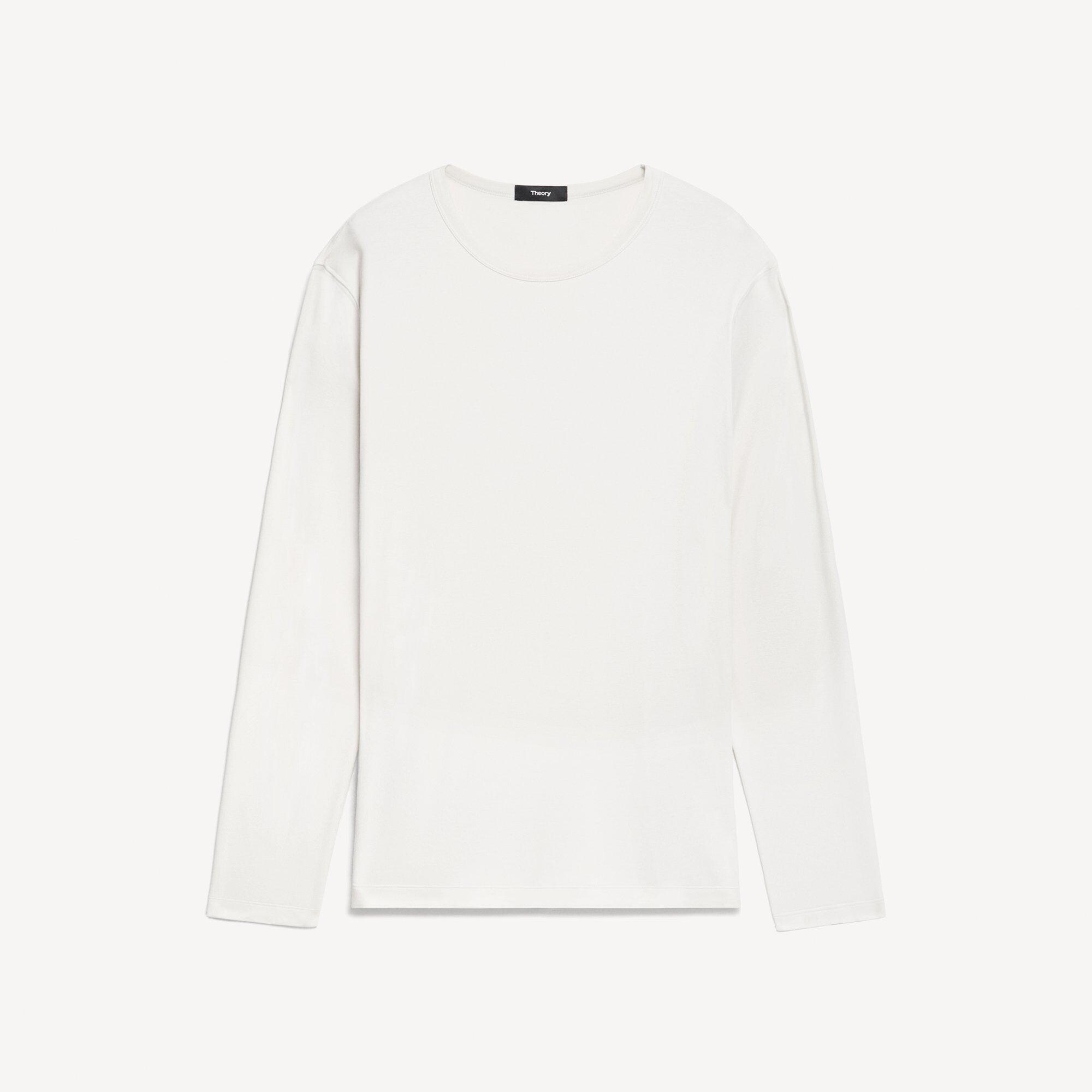 Crewneck Long-Sleeve Tee in Cotton-Blend Knit