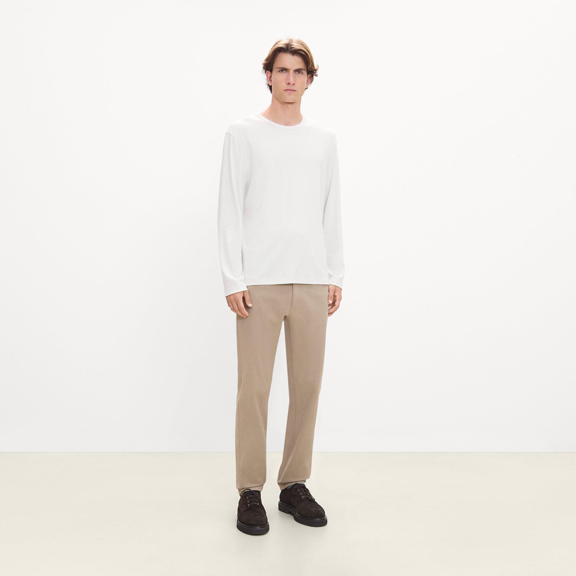 Crewneck Long-Sleeve Tee in Cotton-Blend Knit