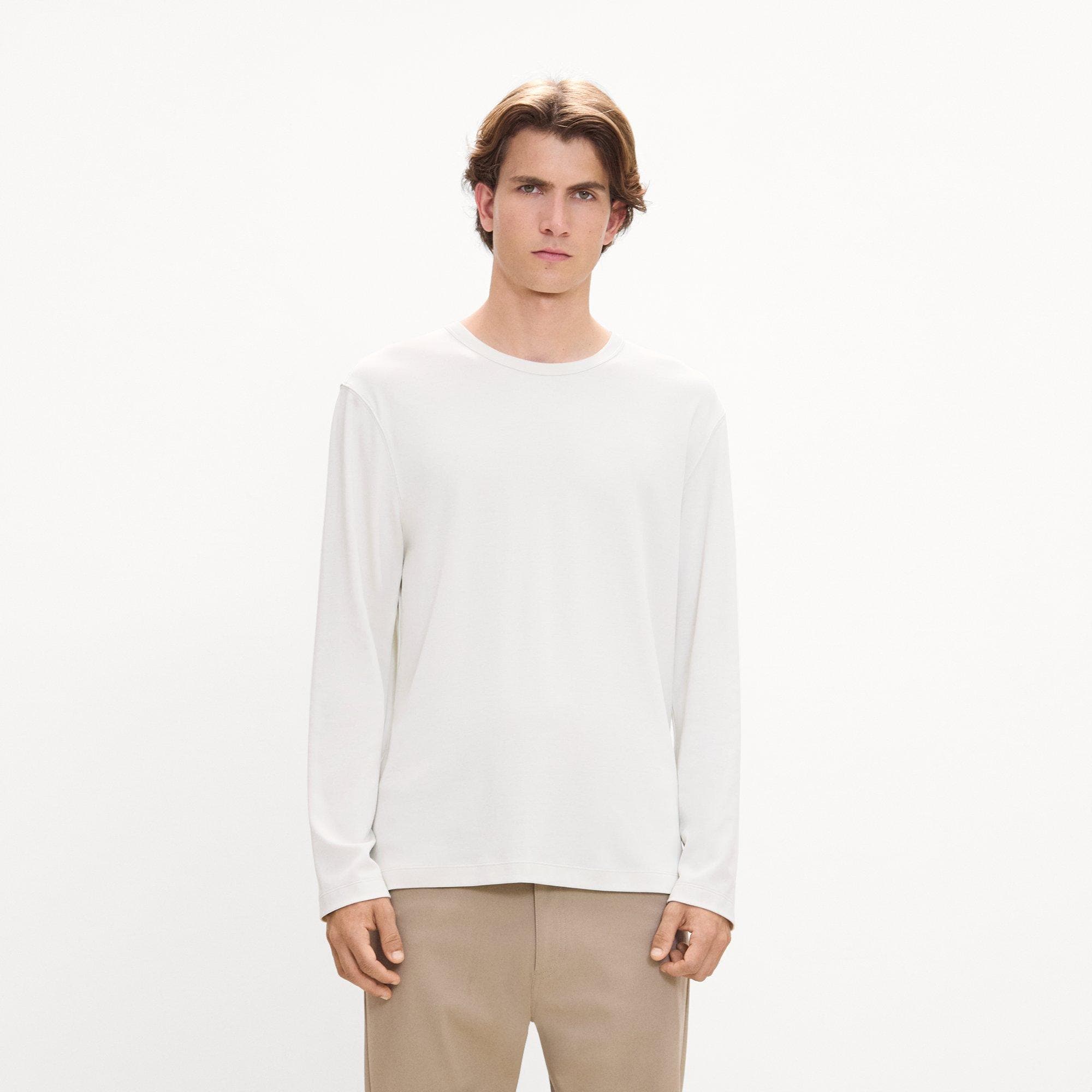 Crewneck Long-Sleeve Tee in Cotton-Blend Knit