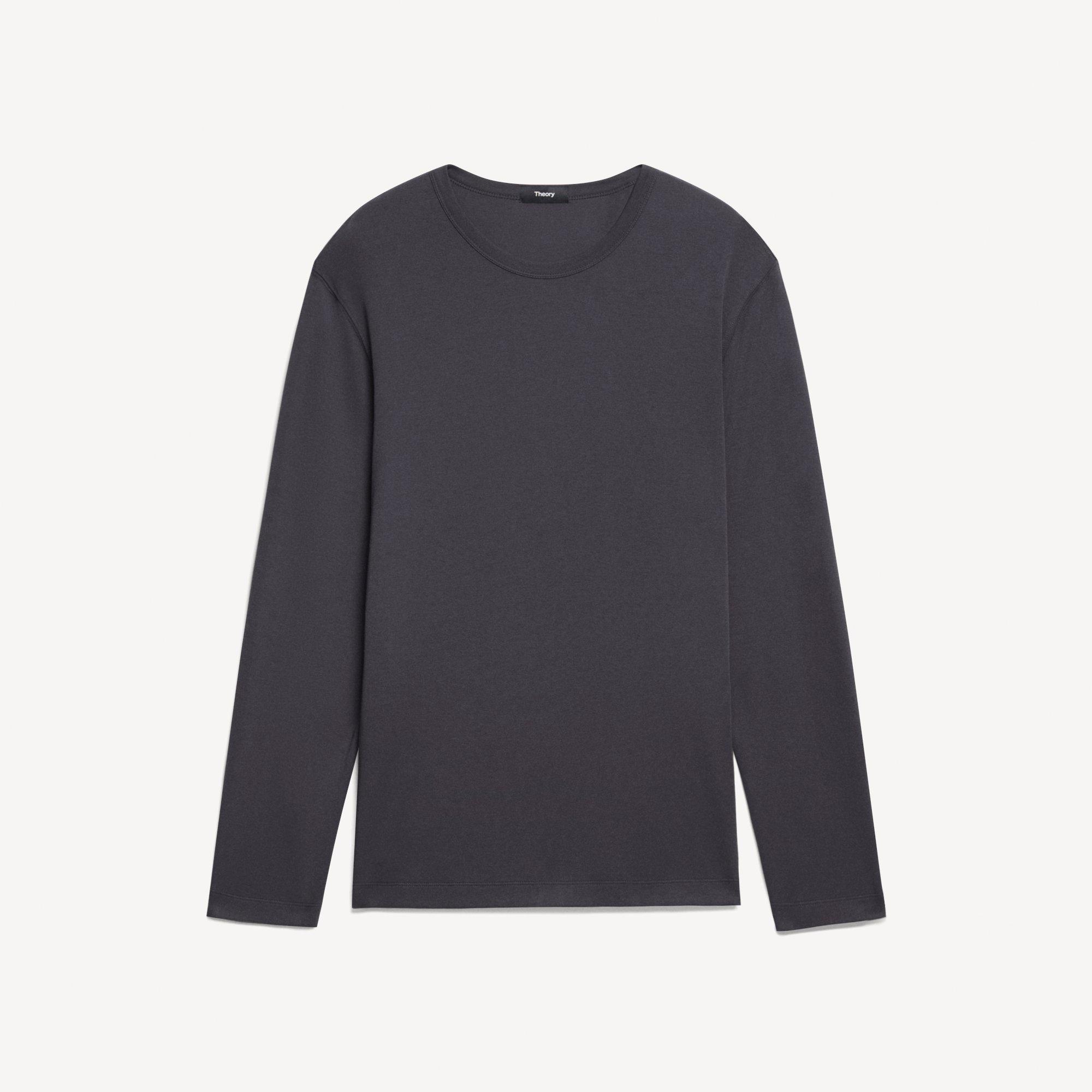 Crewneck Long-Sleeve Tee in Cotton-Blend Knit