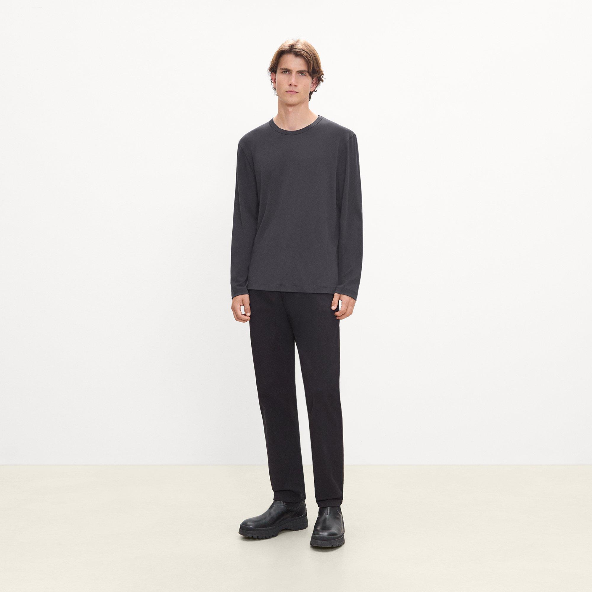 Crewneck Long-Sleeve Tee in Cotton-Blend Knit