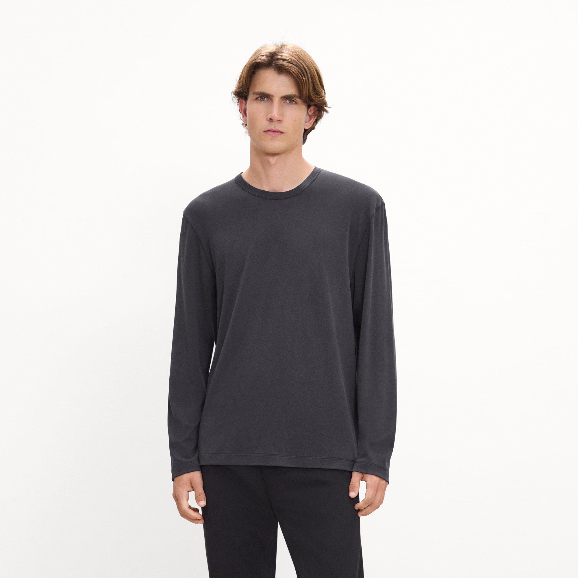 Crewneck Long-Sleeve Tee in Cotton-Blend Knit
