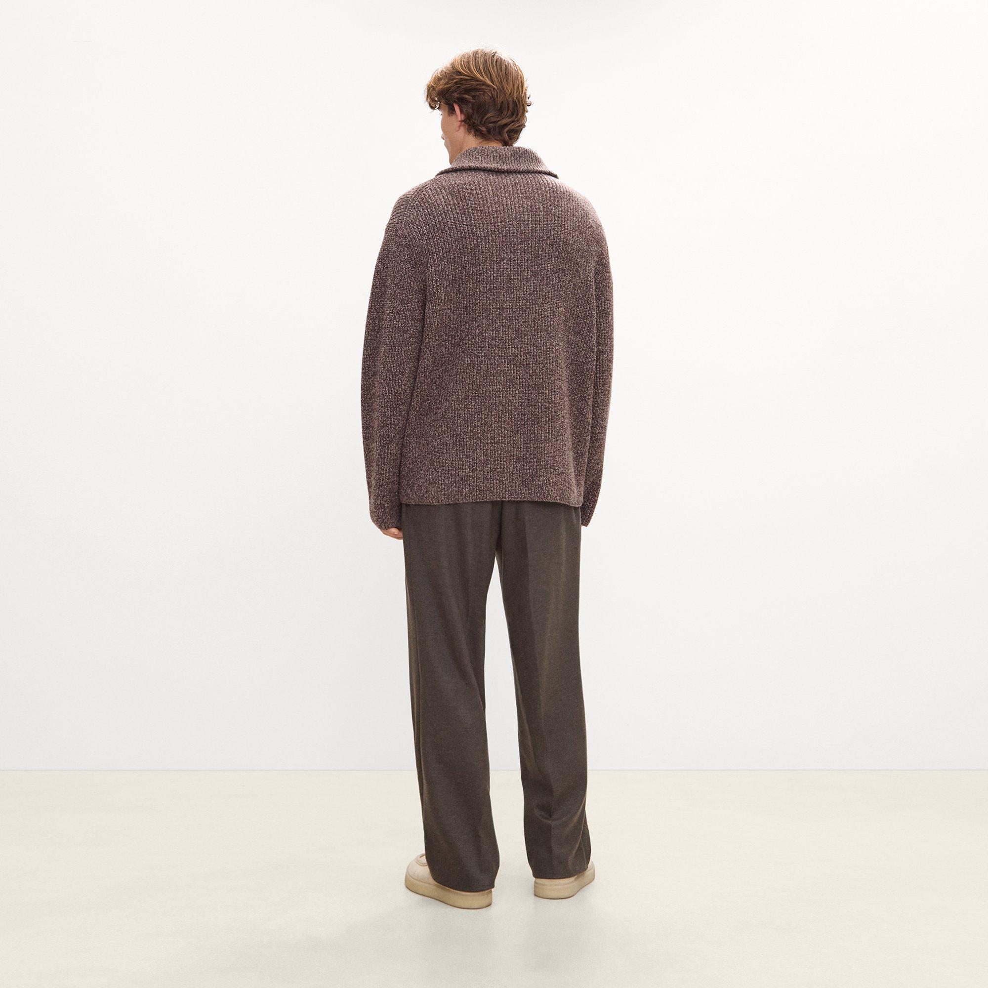 Turtleneck Quarter-Zip Sweater in Wool Boucl&eacute; Twist