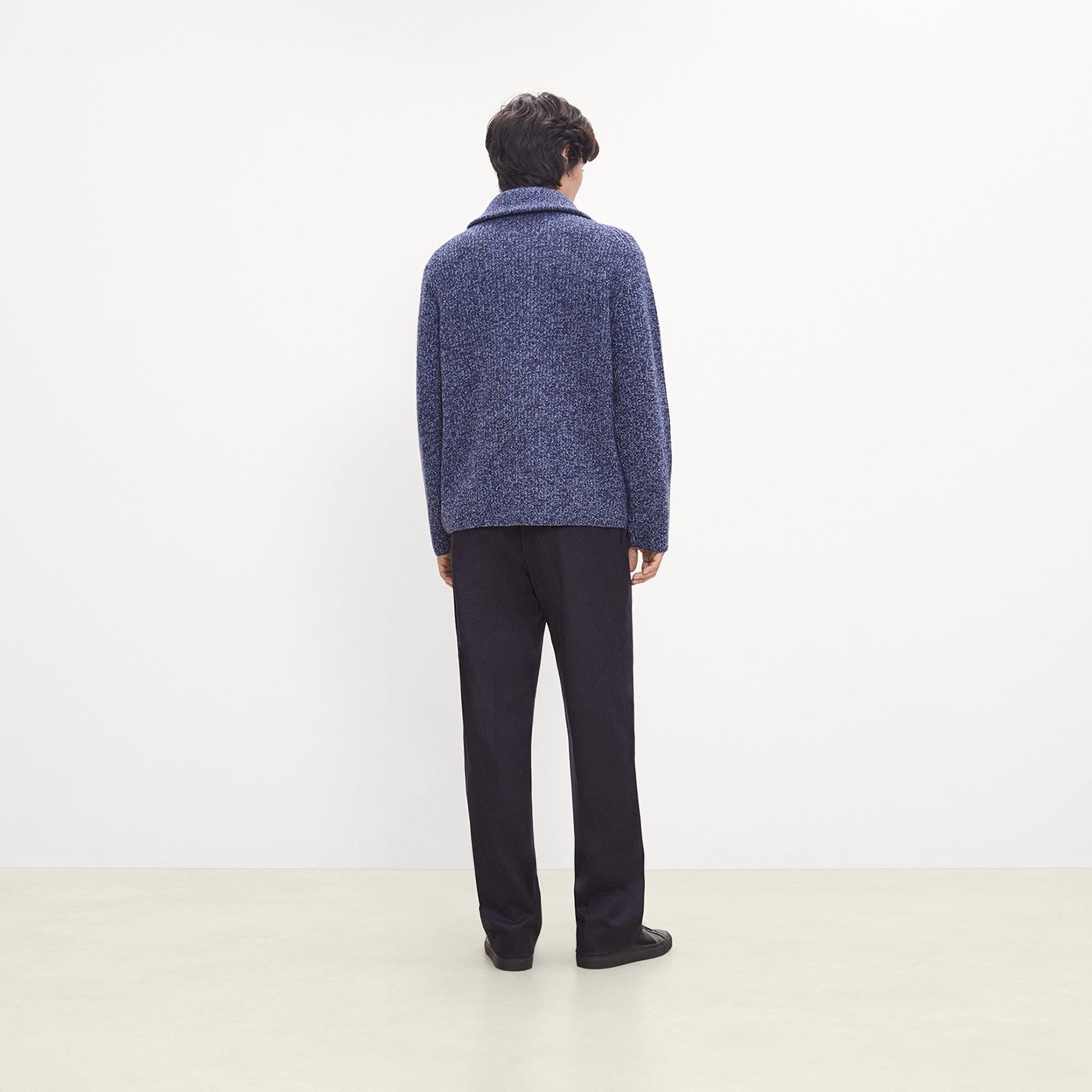 Turtleneck Quarter-Zip Sweater in Wool Boucl&eacute; Twist