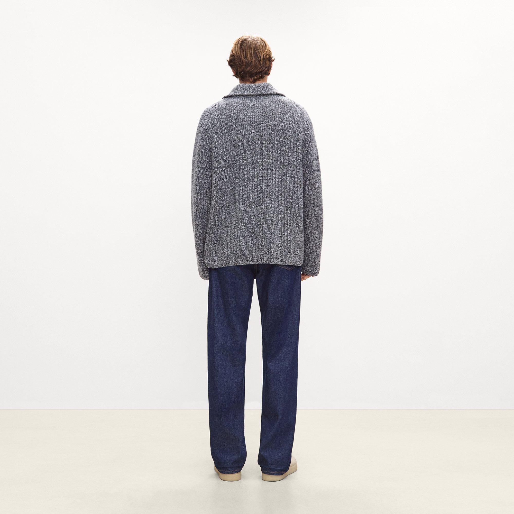 Turtleneck Quarter-Zip Sweater in Wool Boucl&eacute; Twist