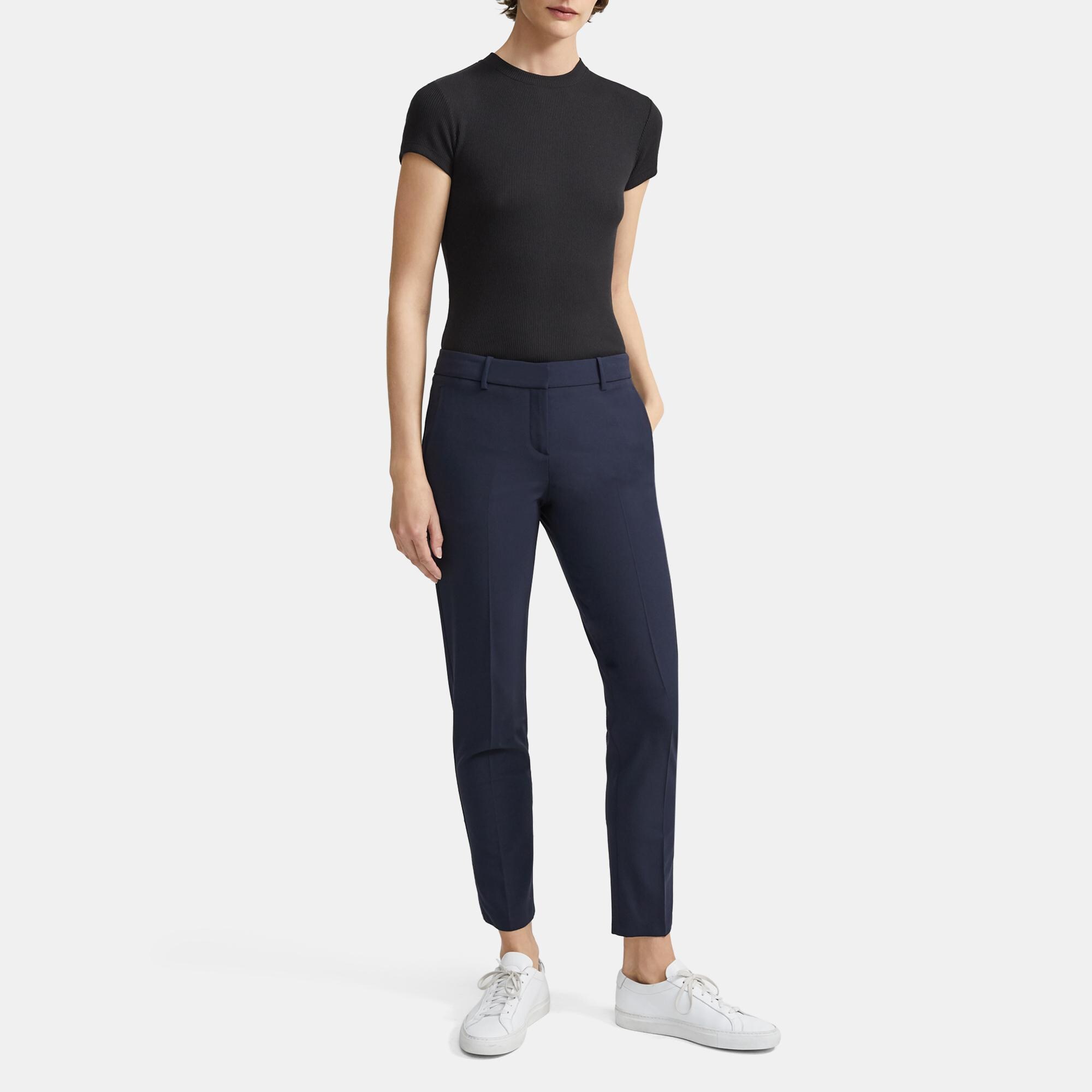 Theory Stretch Wool Classic Crop Pant