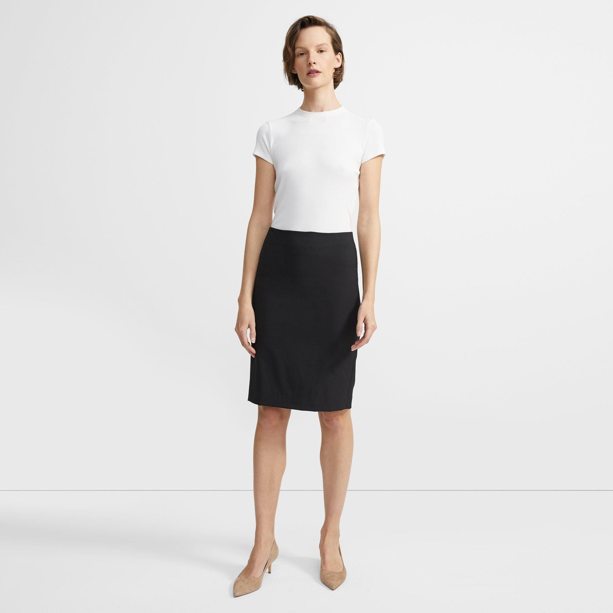 Theory plaid outlet zip pencil skirt