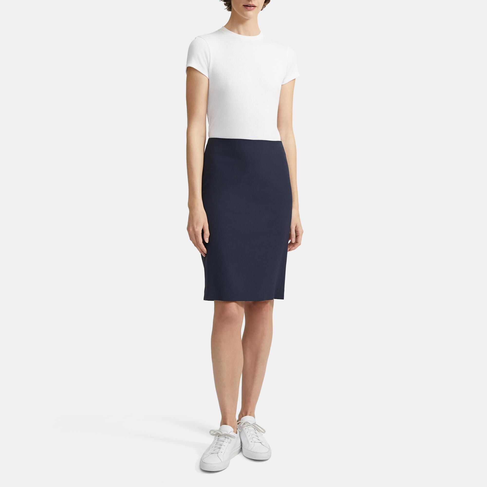 Theory navy shop pencil skirt