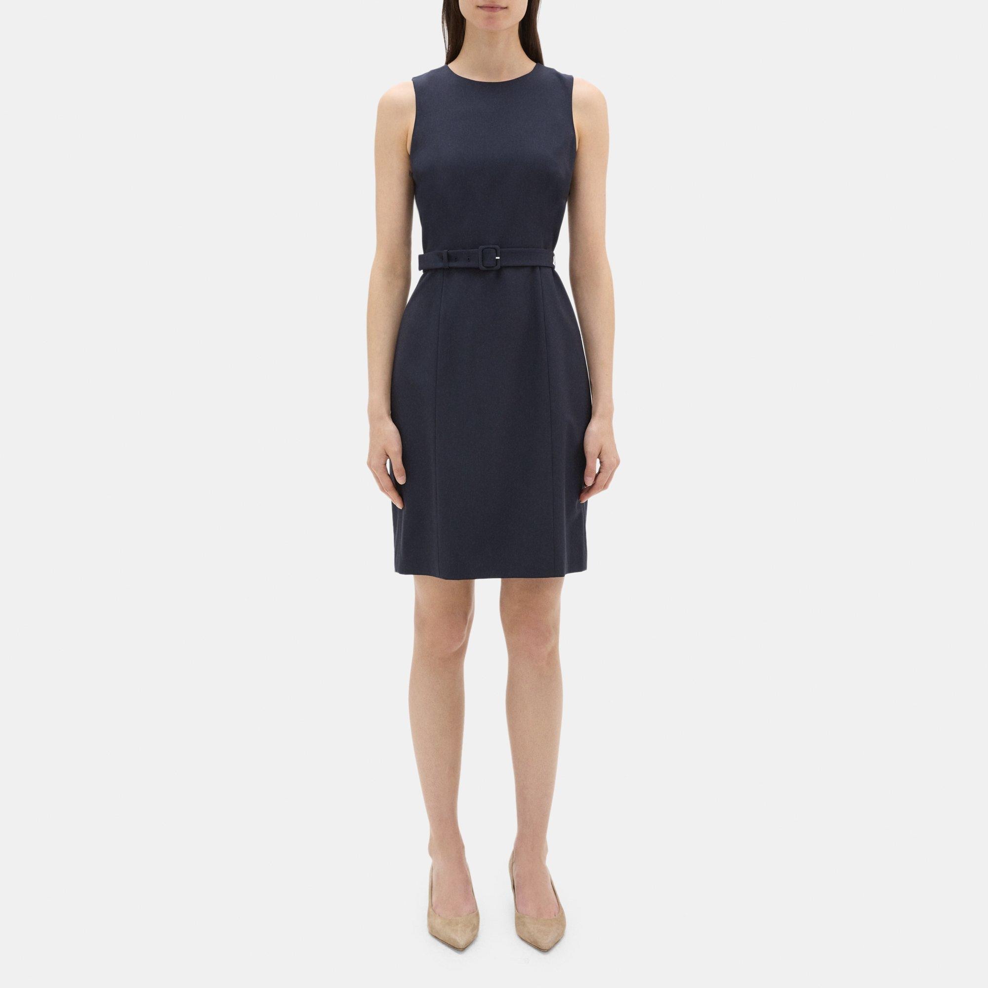 Theory Belted Dress In Sevona Stretch Wool