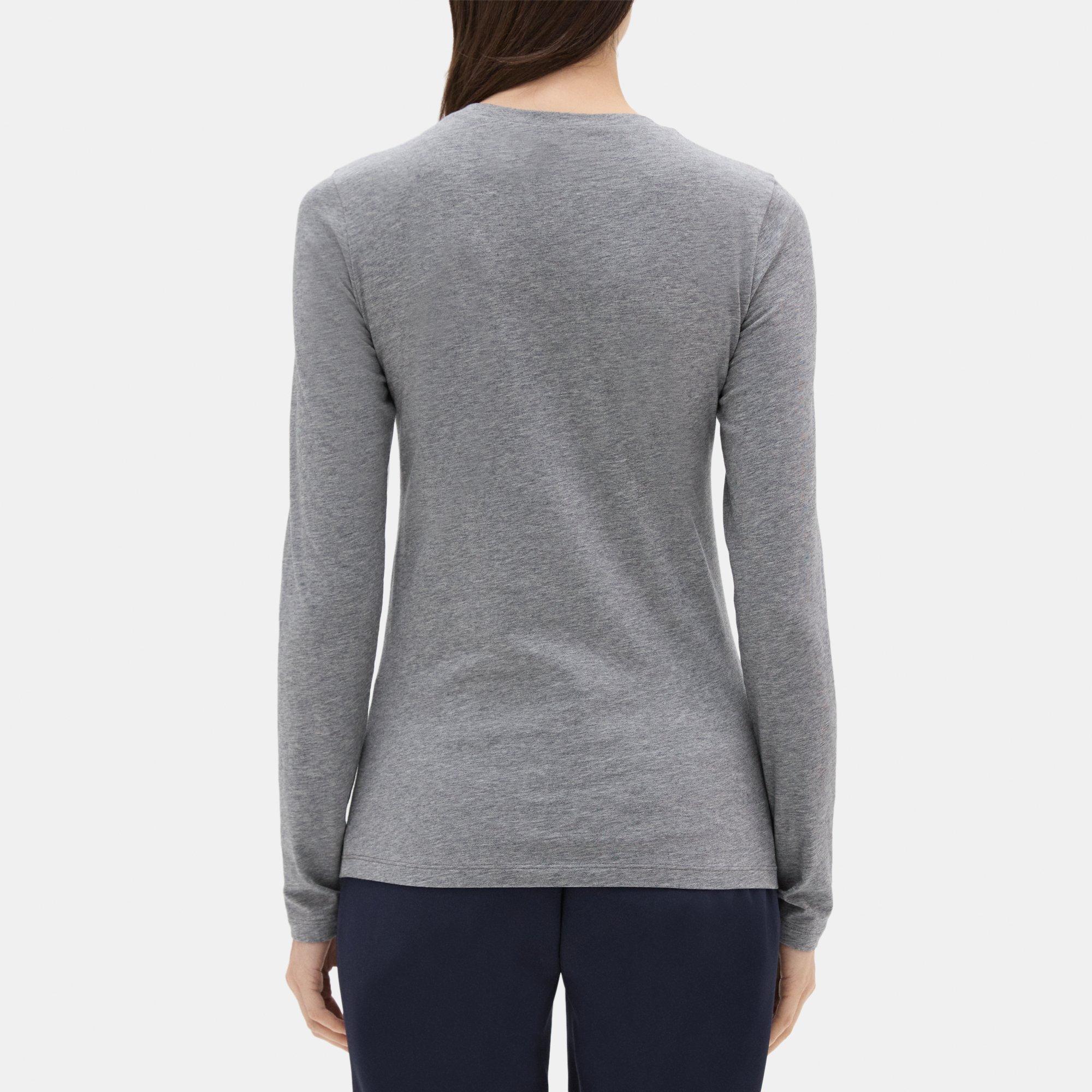 Long-Sleeve Tee In Stretch Cotton - Theory Outlet Official Site