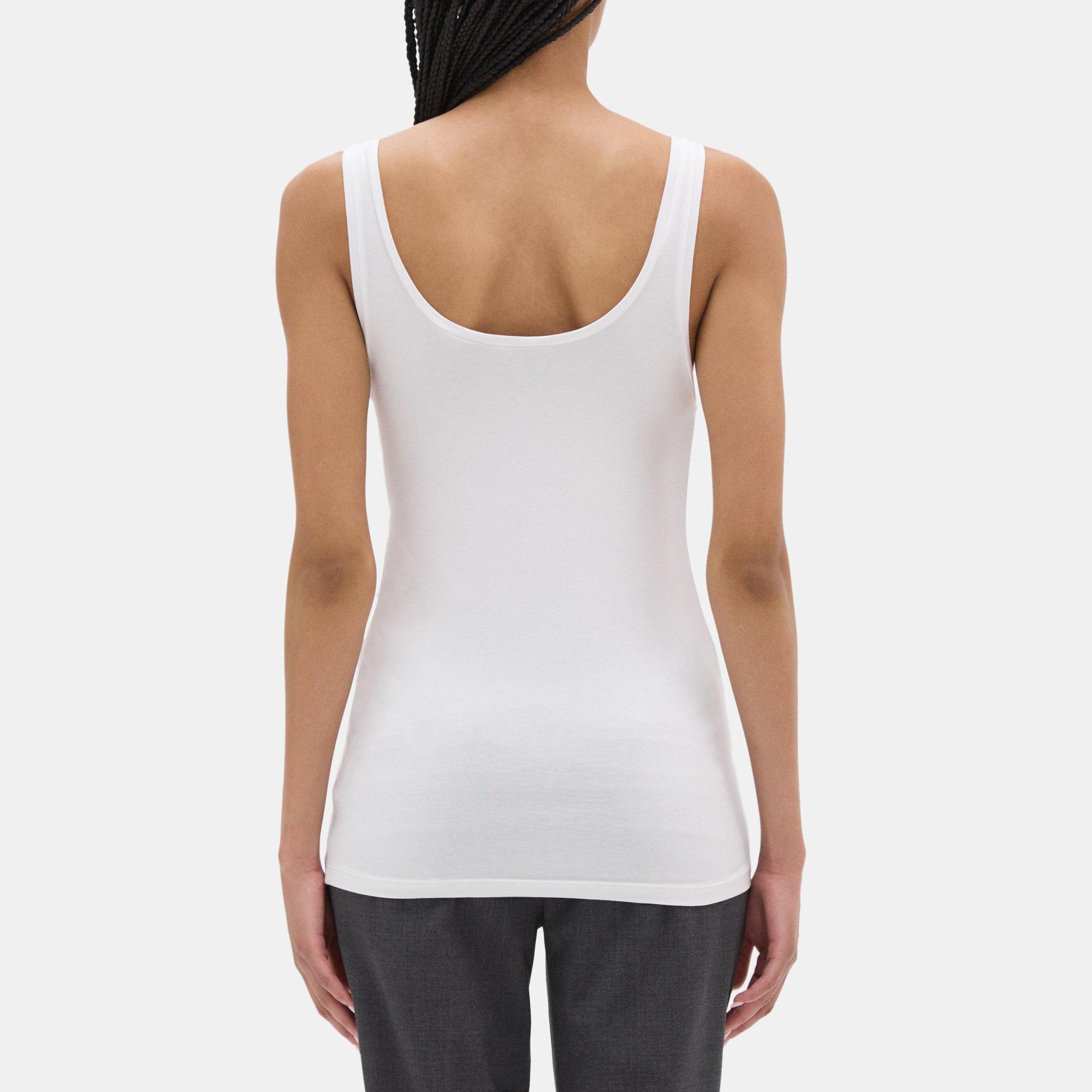 Theory Outlet Official Site  Scoop-Neck Tank in Stretch Cotton