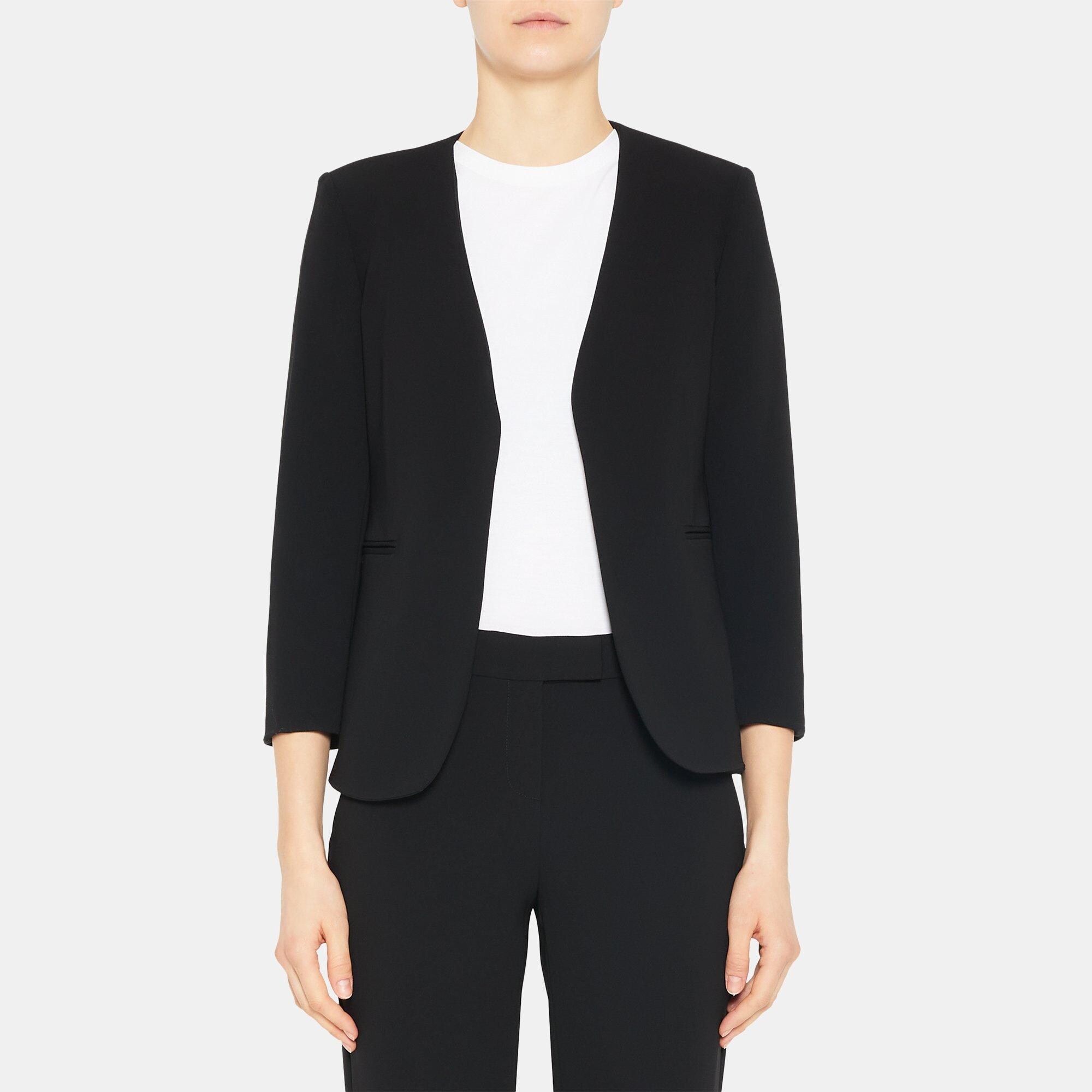 띠어리 Theory Open Blazer in Crepe,BLACK